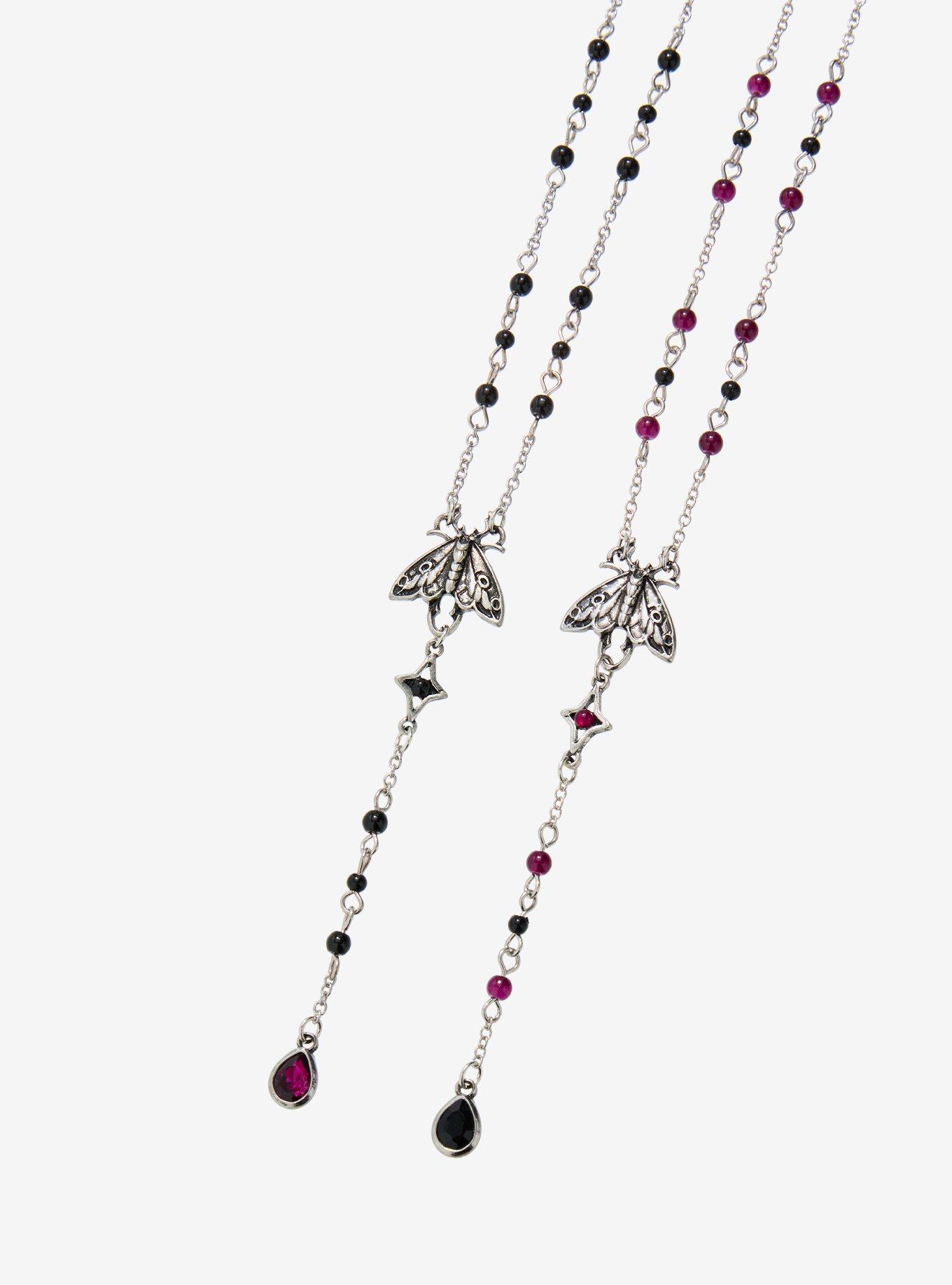 Cosmic Aura Moth Dark Gem Best Friend Rosary Necklace Set, , alternate - view 3