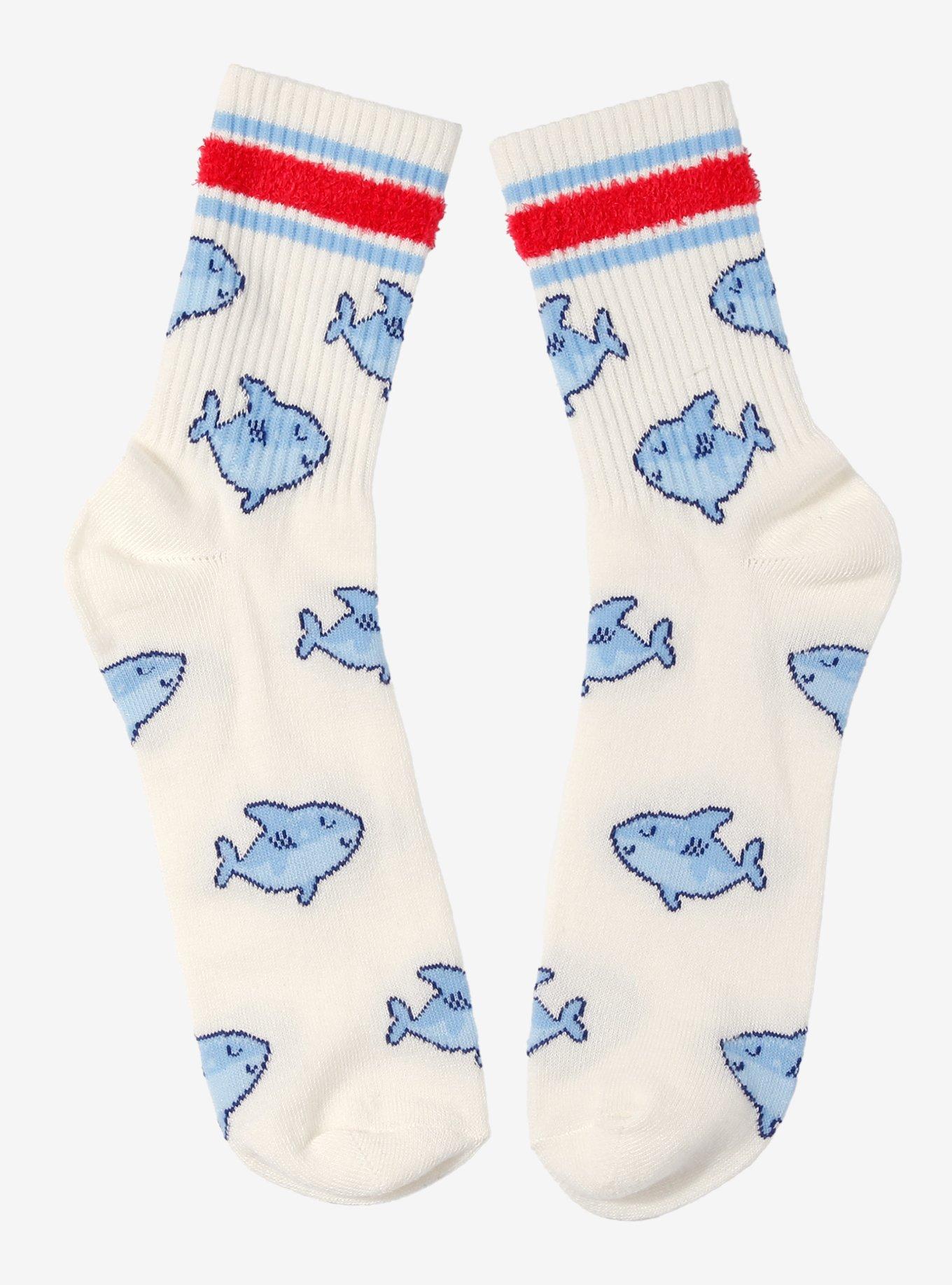 Shark Varsity Stripe Crew Socks, , hi-res
