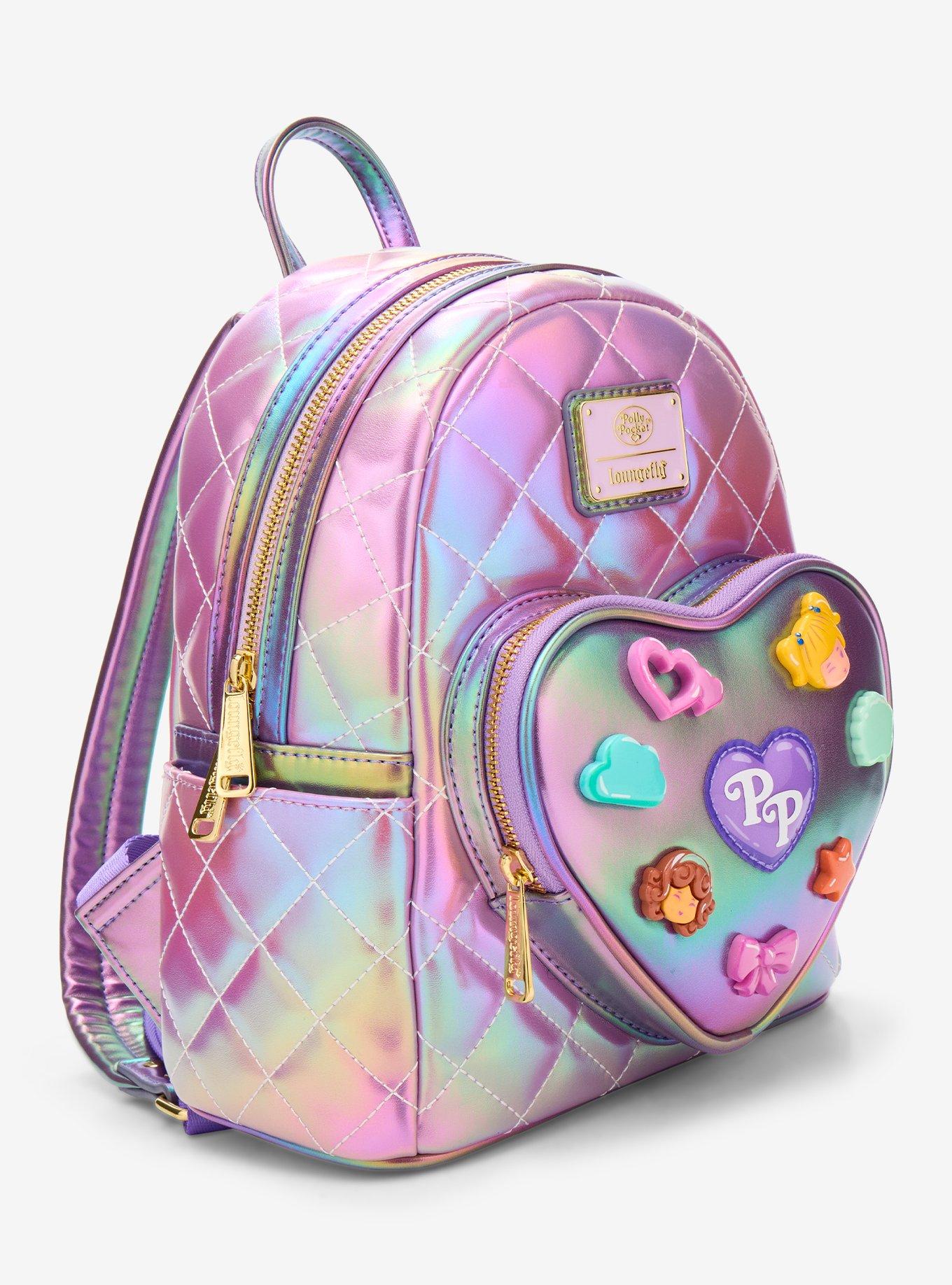 Loungefly Polly Pocket Iridescent Quilted Heart Mini Backpack - BoxLunch Exclusive, , hi-res