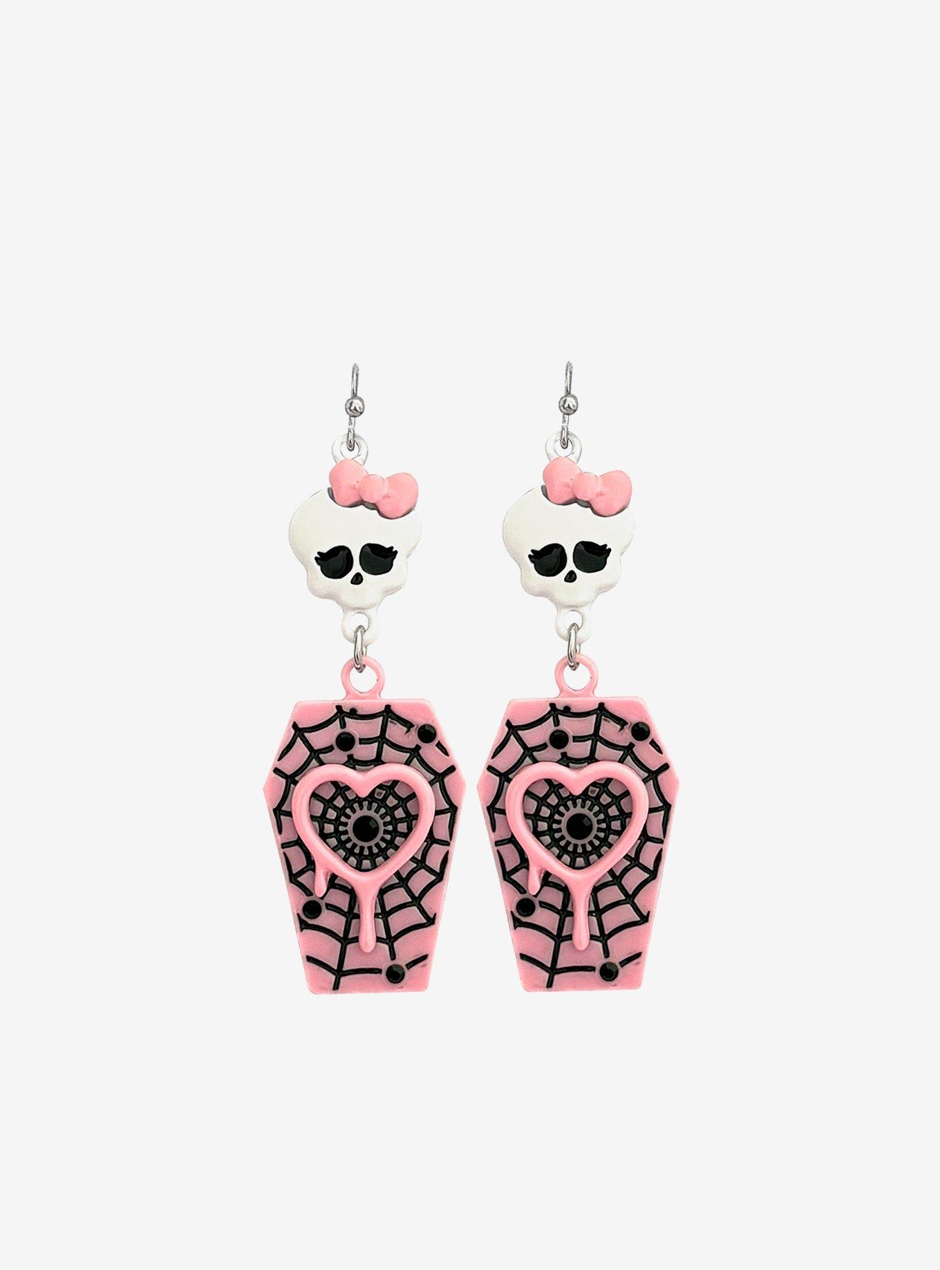 Monster High Pink Coffin Drop Earrings, , hi-res