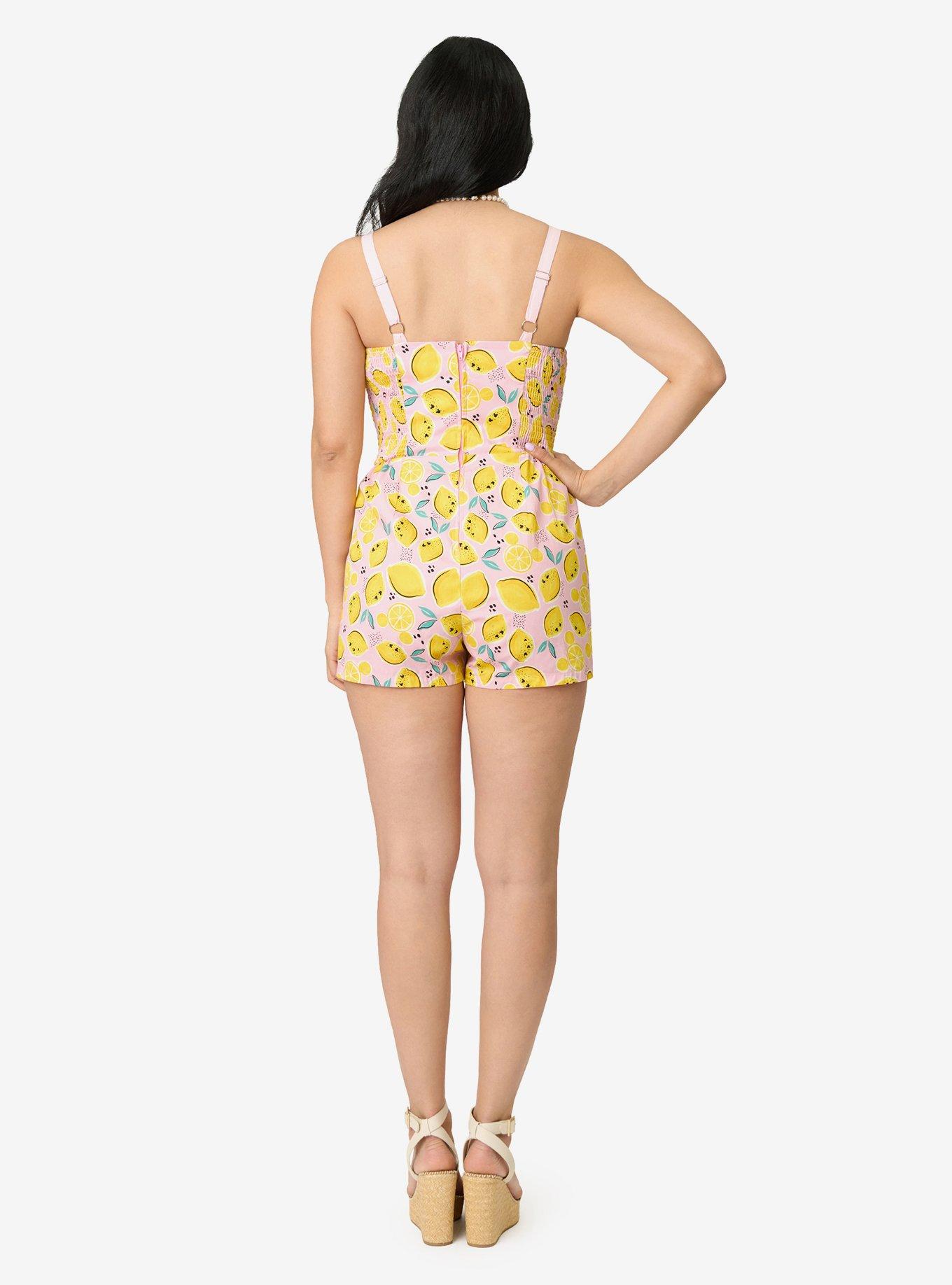 Disney Food Collection by Unique Vintage Pink Lemonade Skirted Dolly Romper, , hi-res