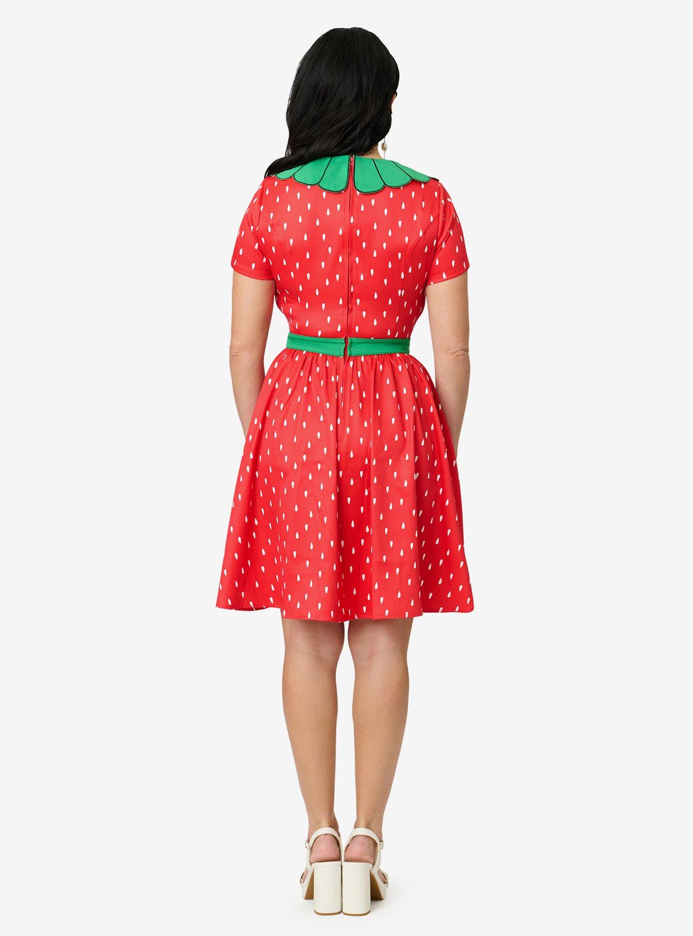 Smak Parlour Red & Green Petal Collar Flare Dress, , hi-res