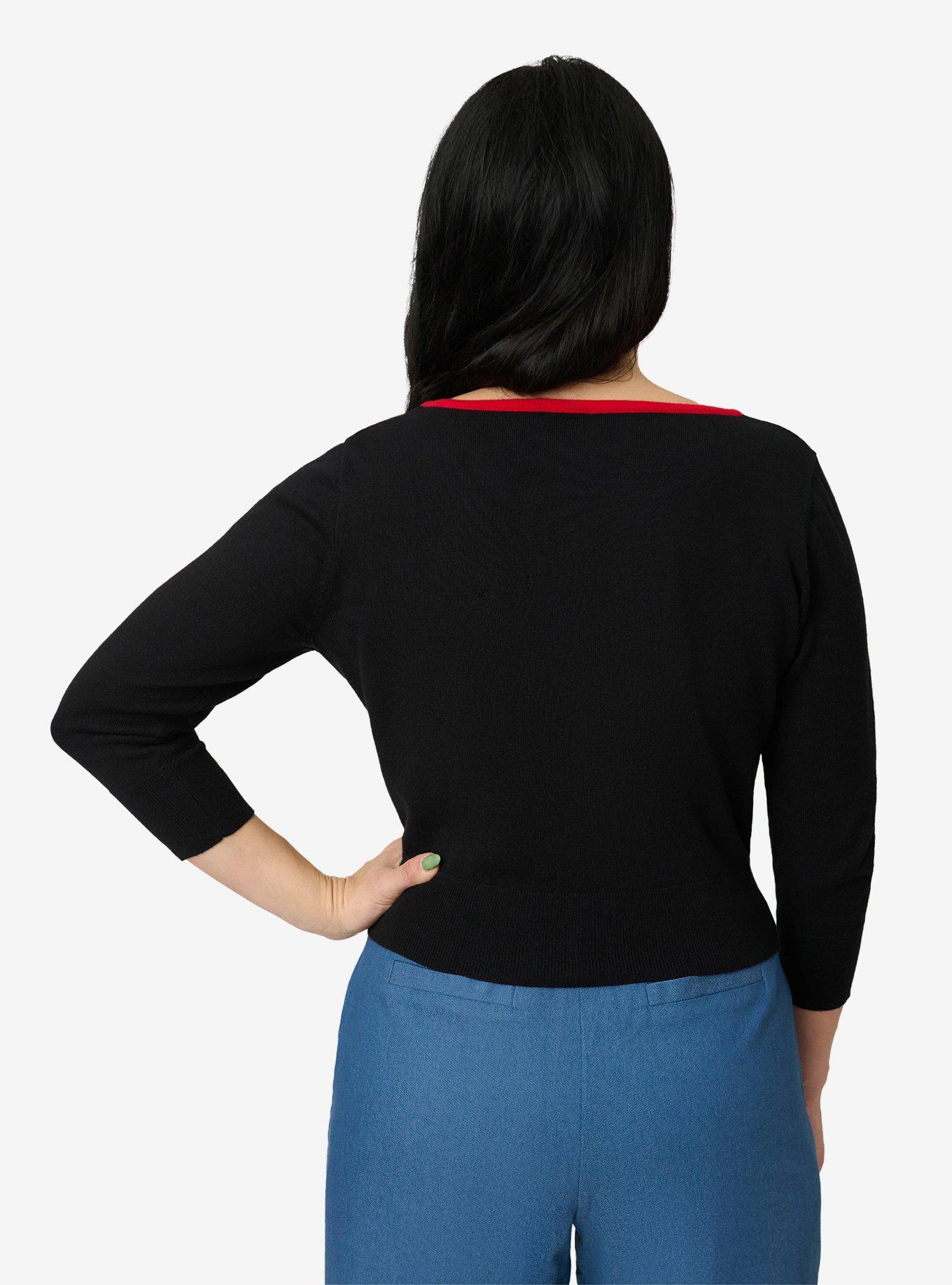 Unique Vintage Black & Cherries Cardigan, , hi-res