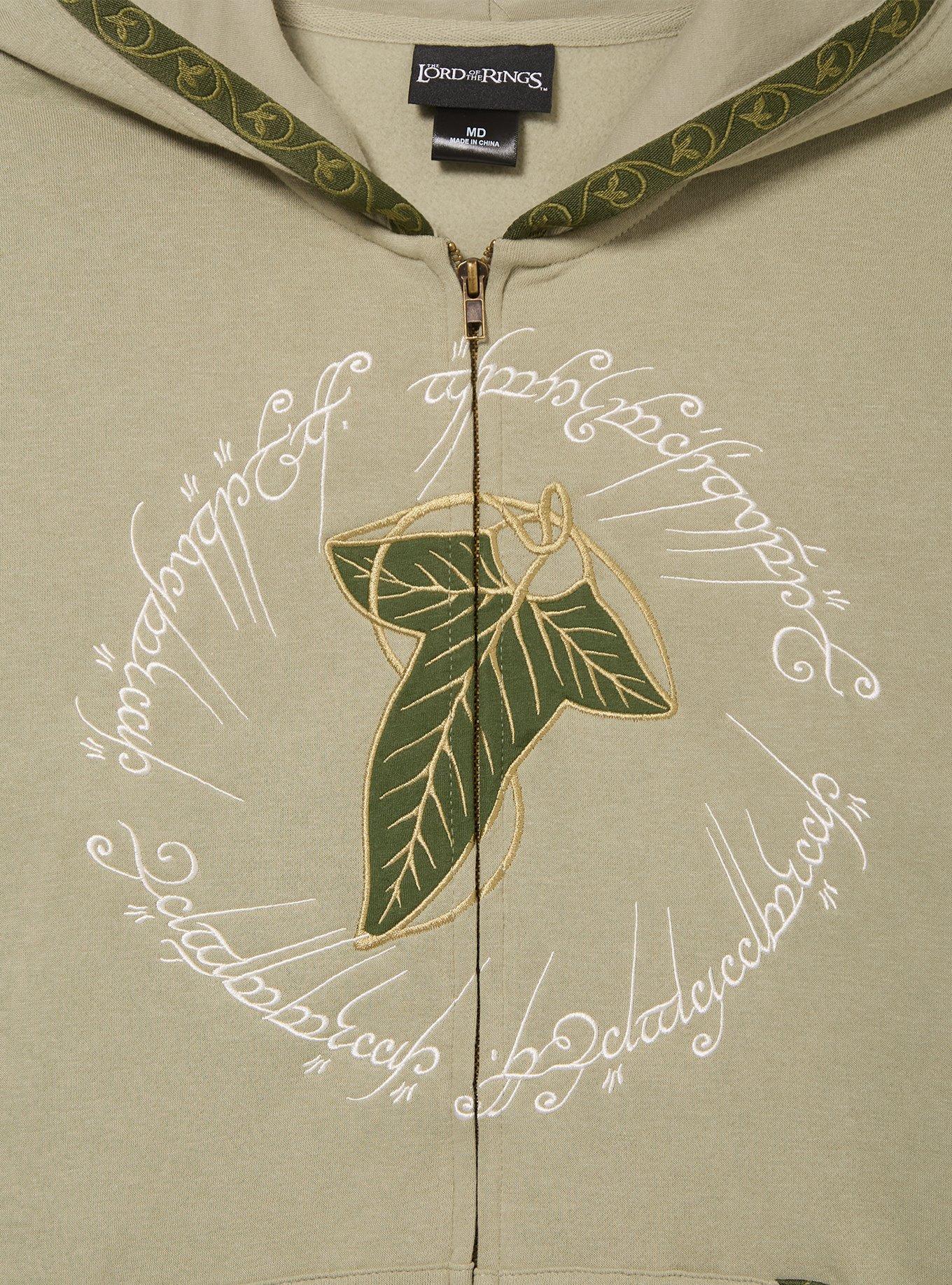 The Lord of the Rings Leaf of L&oacute;rien Zippered Hoodie - BoxLunch Exclusive, GREEN, alternate - view 3