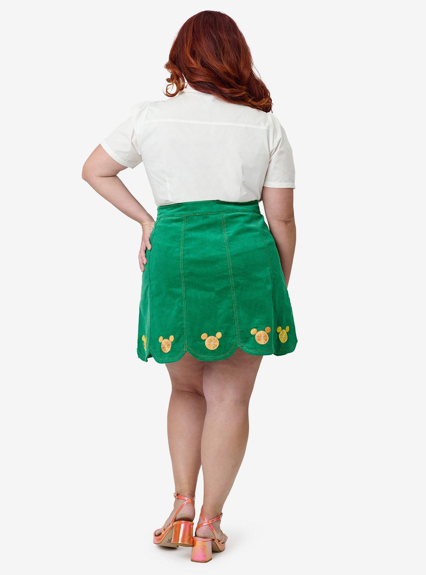 Disney Food Collection by Smak Parlour Plus Size Green Mickey Citrus Corduroy Mini Skirt, , hi-res