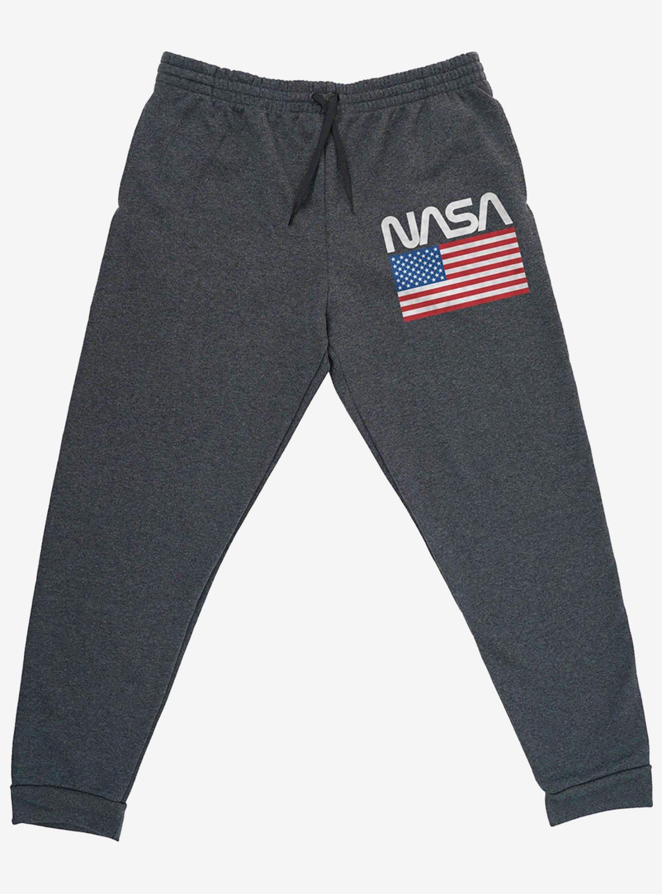 NASA American Flag Worm Logo Jogger Sweatpants, GREY, alternate