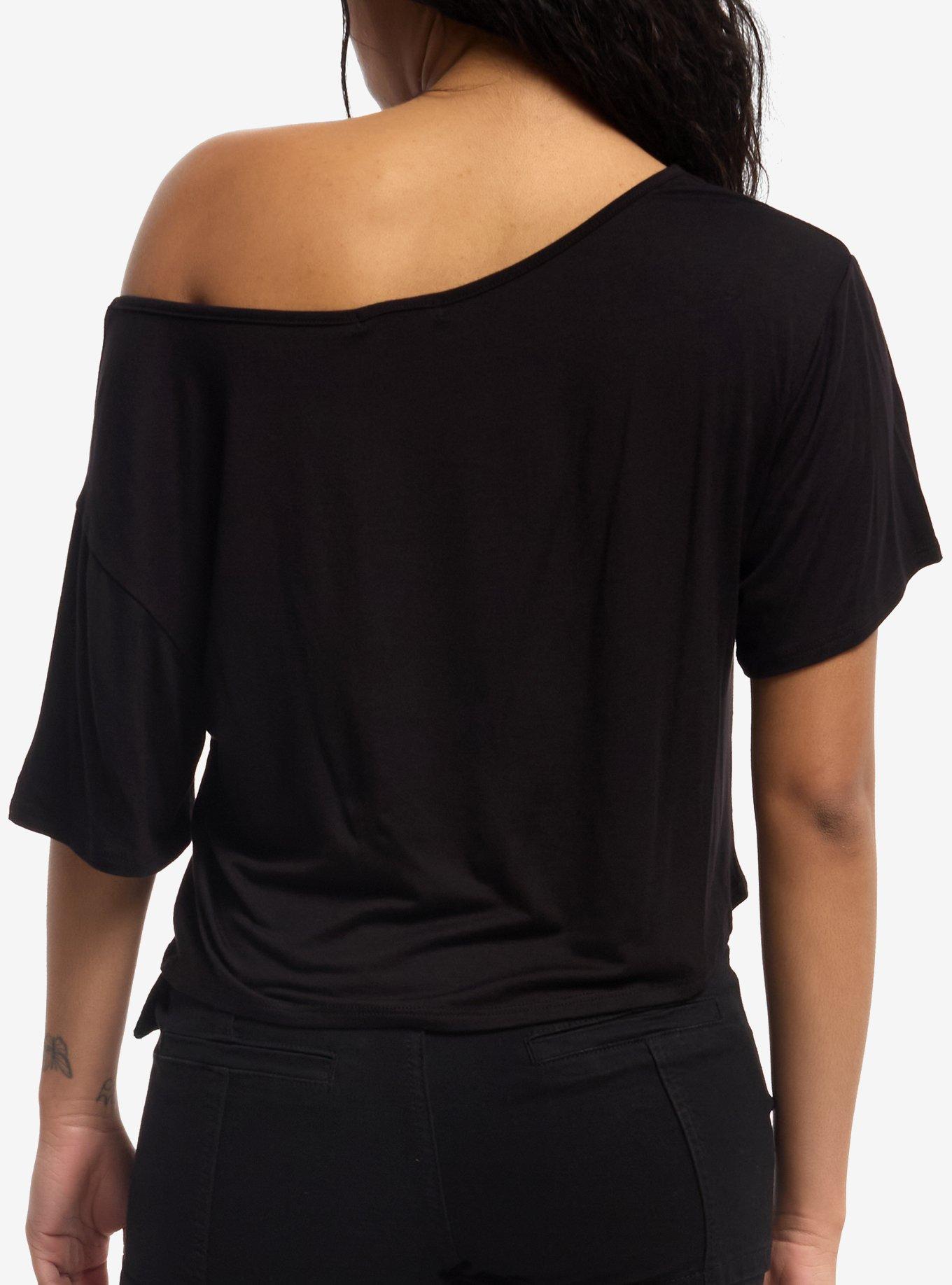 Rainbow Heart Rib Cage Off-Shoulder T-Shirt, RAINBOW, alternate