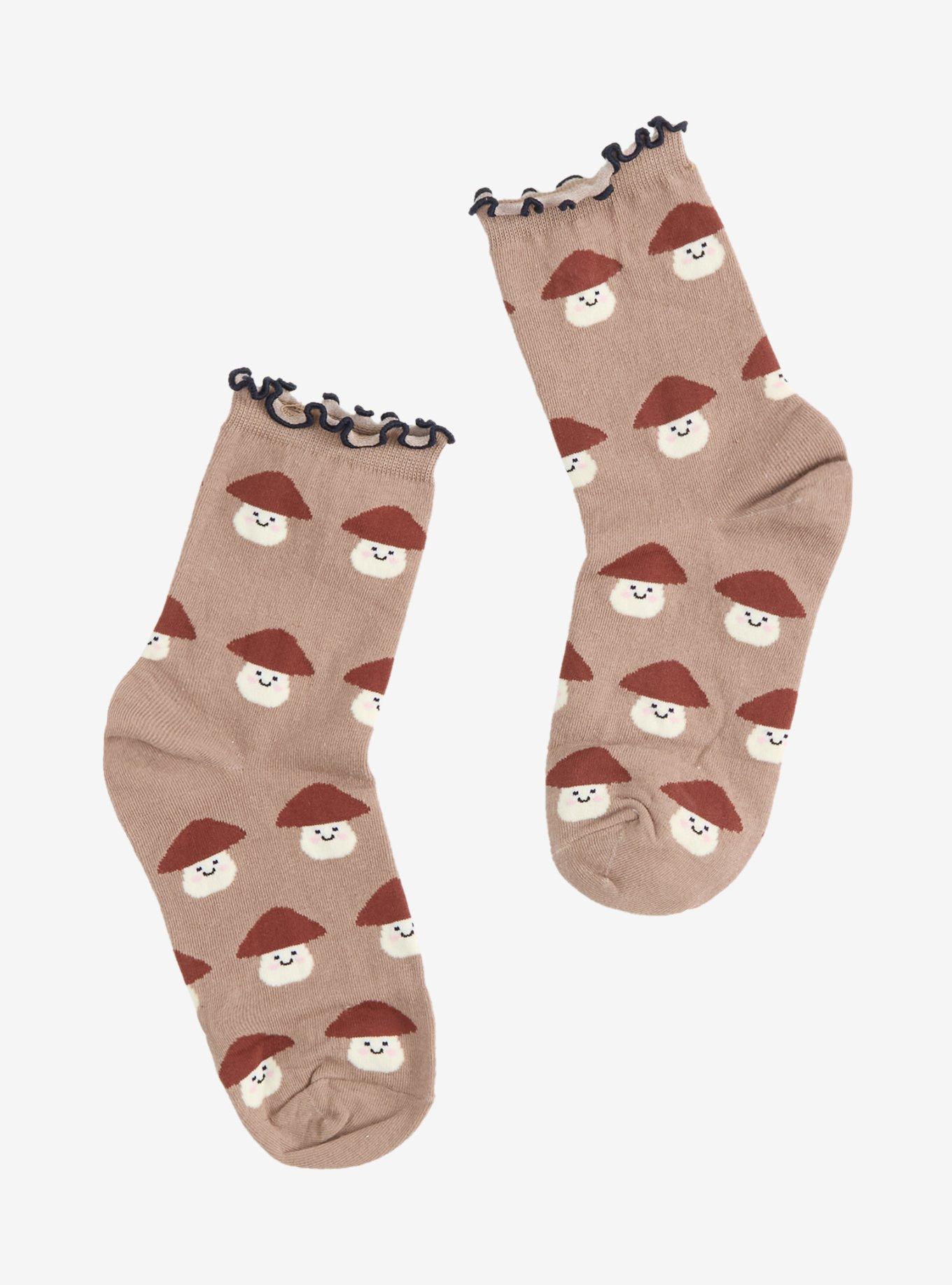 Mushroom Chibi Lettuce Trim Ankle Socks, , hi-res