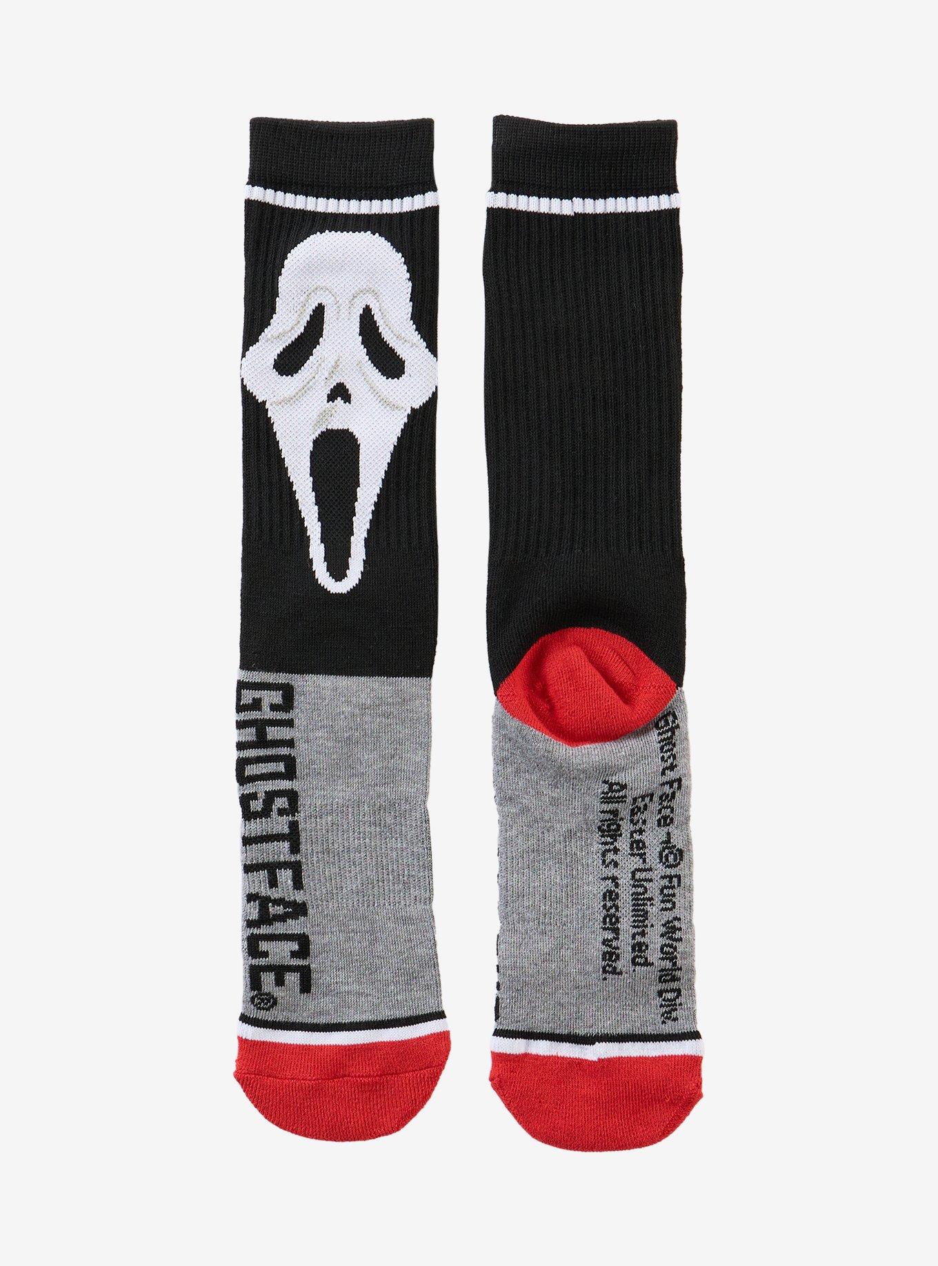Ghost Face Mask Stripe Crew Socks, , hi-res