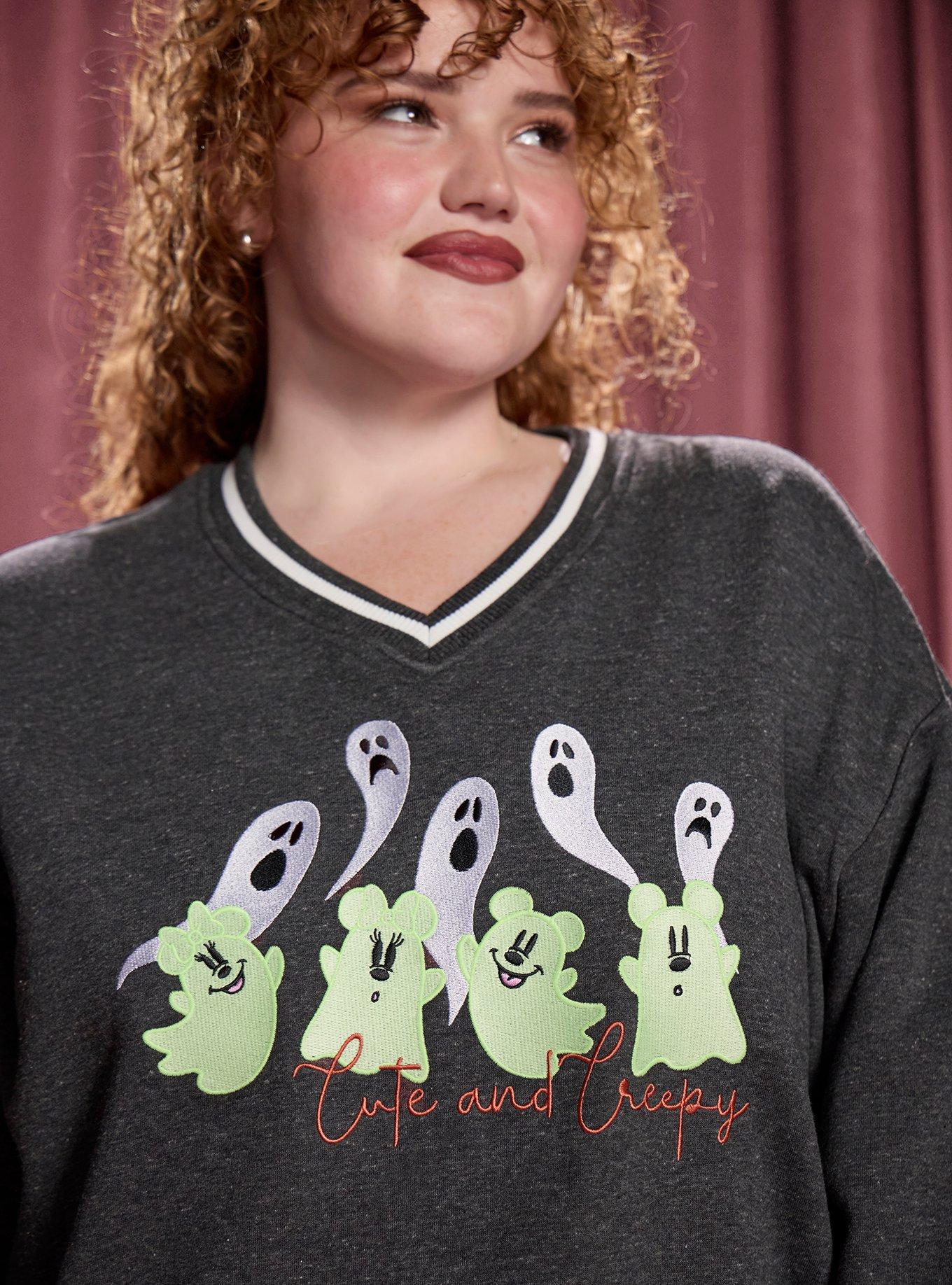 Her Universe Mickey & Minnie Mouse Ghosts Glow-in-the-Dark Plus Size Crewneck Her Universe Exclusive, MULTI, alternate - view 4
