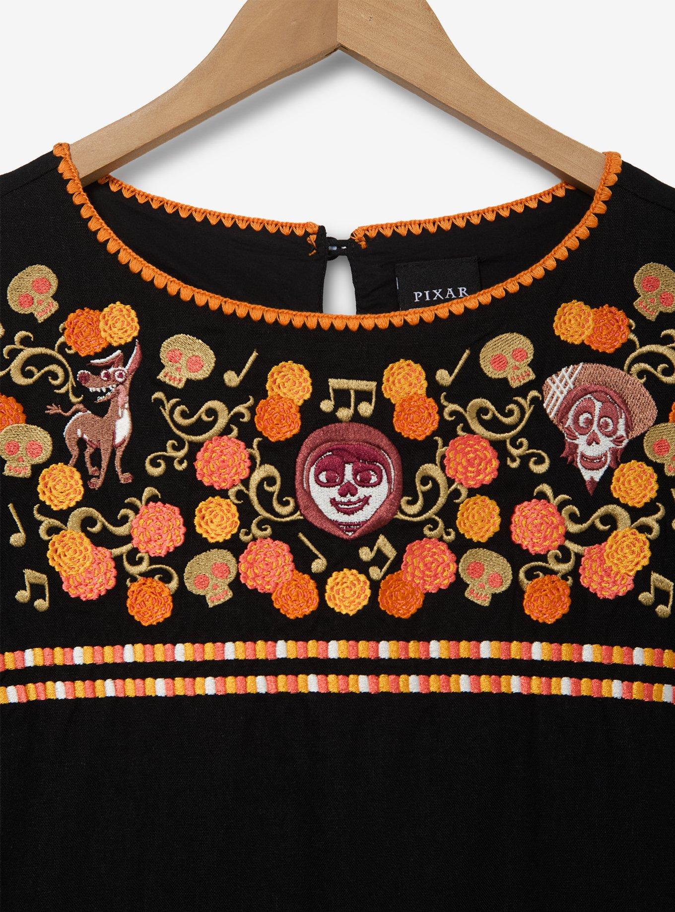 Disney Pixar Coco Marigold Embroidered Women's Linen Top - BoxLunch Exclusive, ORANGE, alternate - view 3