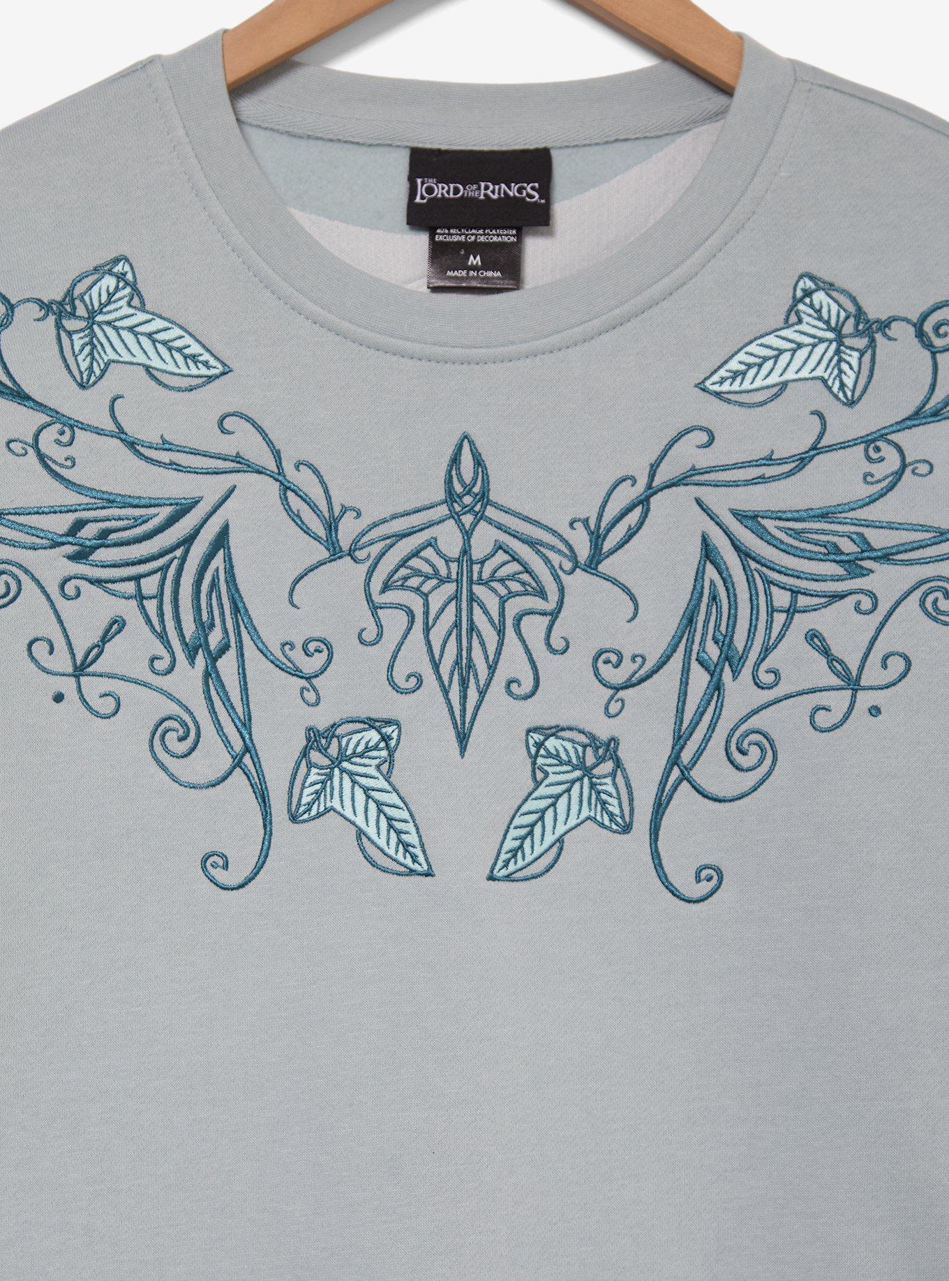 The Lord of the Rings Elven Doors of Durin Glow-in-the-Dark Crewneck - BoxLunch Exclusive, LIGHT BLUE, alternate - view 3