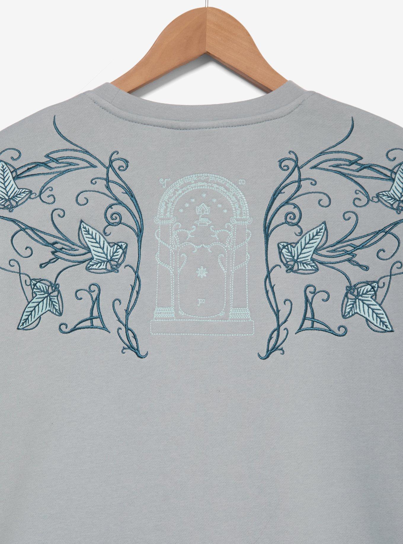 The Lord of the Rings Elven Doors of Durin Glow-in-the-Dark Crewneck - BoxLunch Exclusive, LIGHT BLUE, alternate - view 4