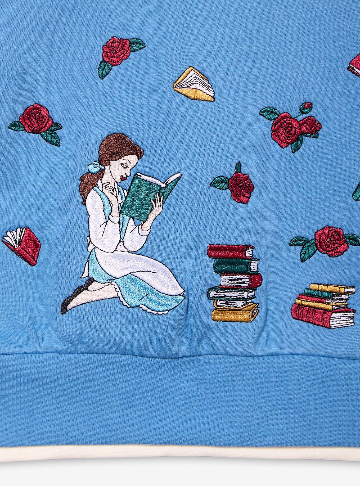 Disney Beauty and the Beast 35th Anniversary Bookworm Belle Crewneck - BoxLunch Exclusive, RED, alternate - view 4