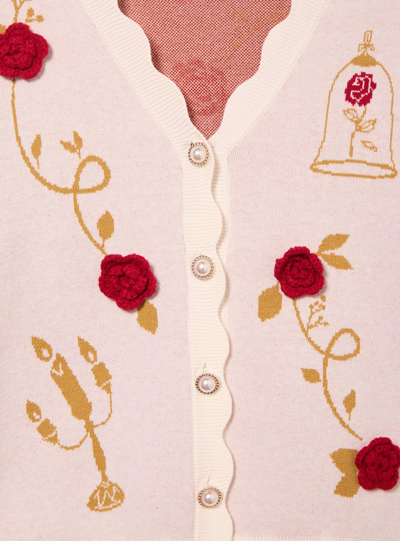 Disney Beauty and the Beast 35th Anniversary Rose Women's Cardigan - BoxLunch Exclusive, RED, alternate - view 3