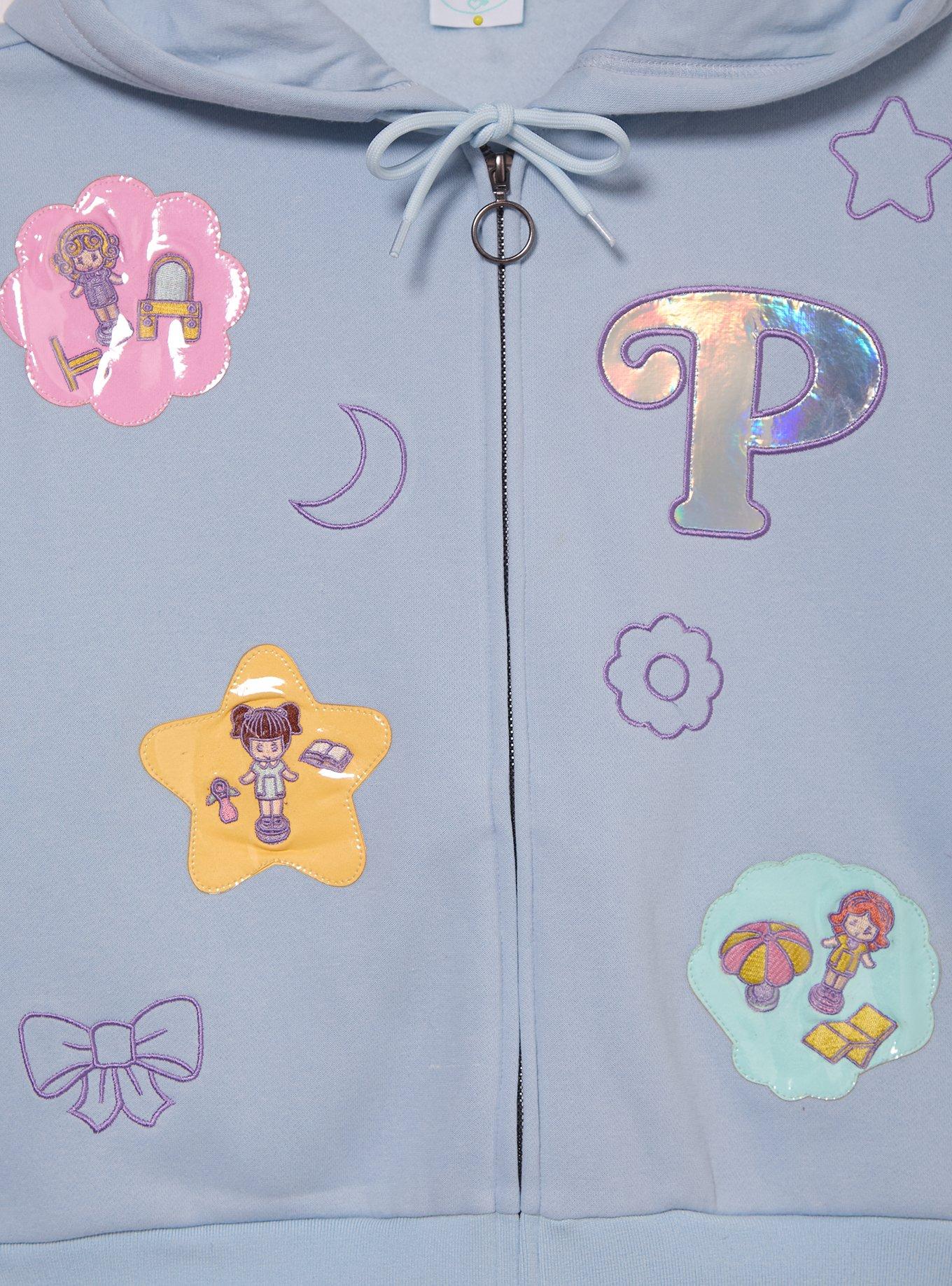 Polly Pocket&trade; Allover Print Women's Plus Size Cropped Hoodie - BoxLunch Exclusive, BLUE, alternate - view 3