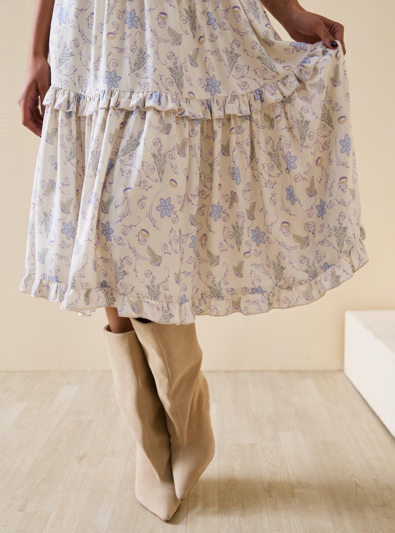 The Lord of The Rings Elven Icons Midi Dress - BoxLunch Exclusive, BLUE, alternate - view 4