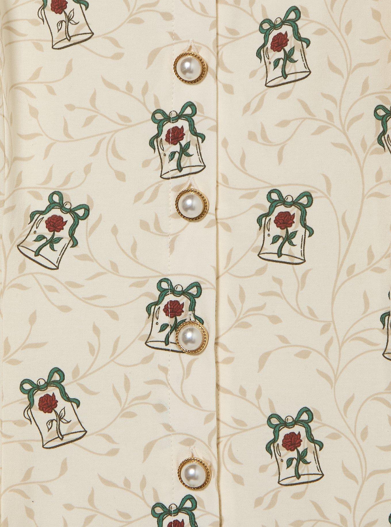 Disney Beauty and The Beast Roses Allover Print Drop Waist Dress - BoxLunch Exclusive, , alternate - view 3