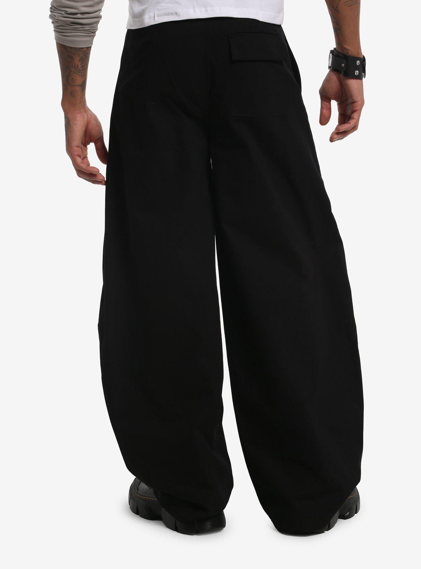 Black Wide Leg Barrel Pants, BLACK, alternate - view 2