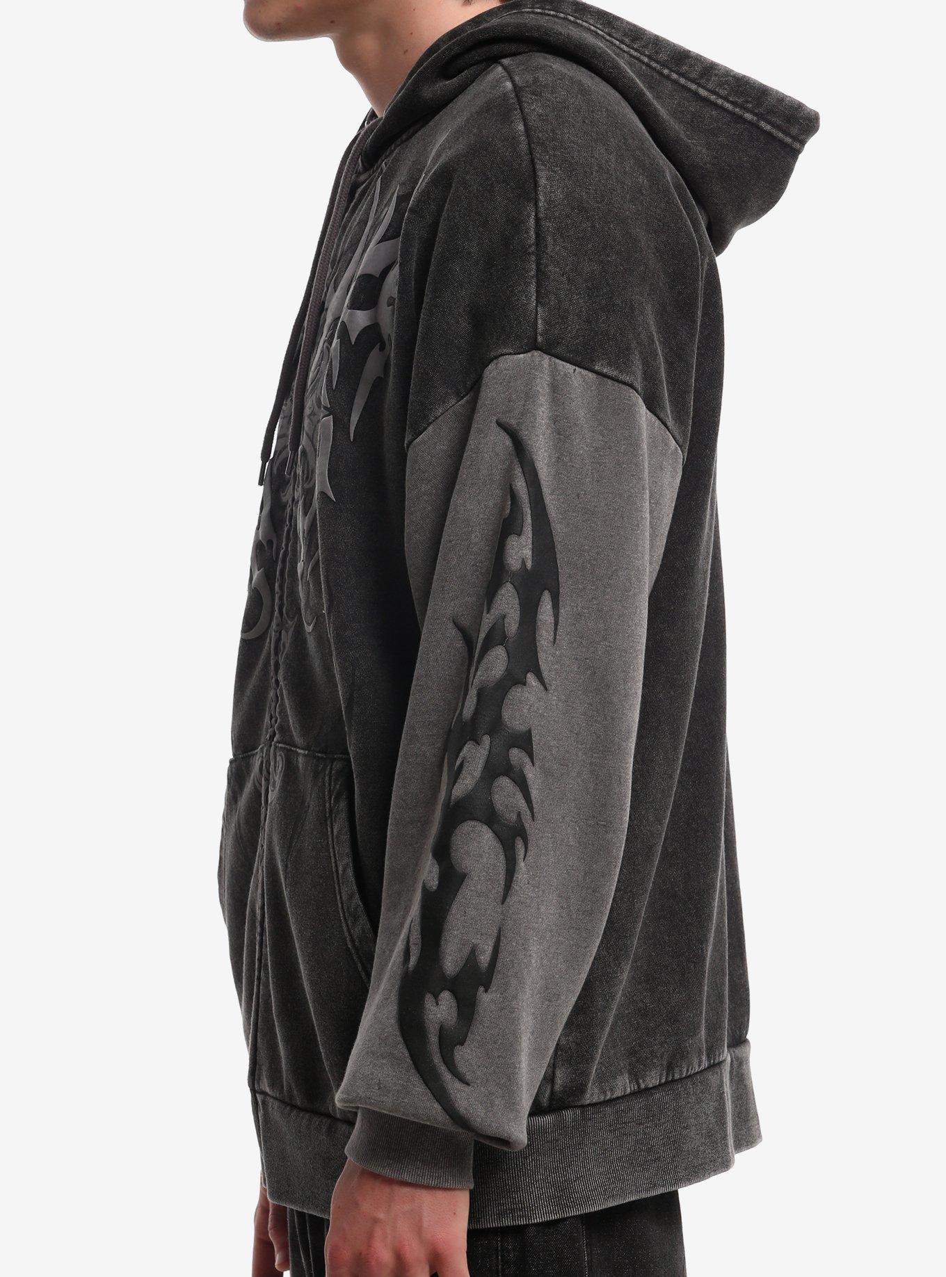 Cross Sigil Grey Color-Block Hoodie, GREY, alternate - view 4
