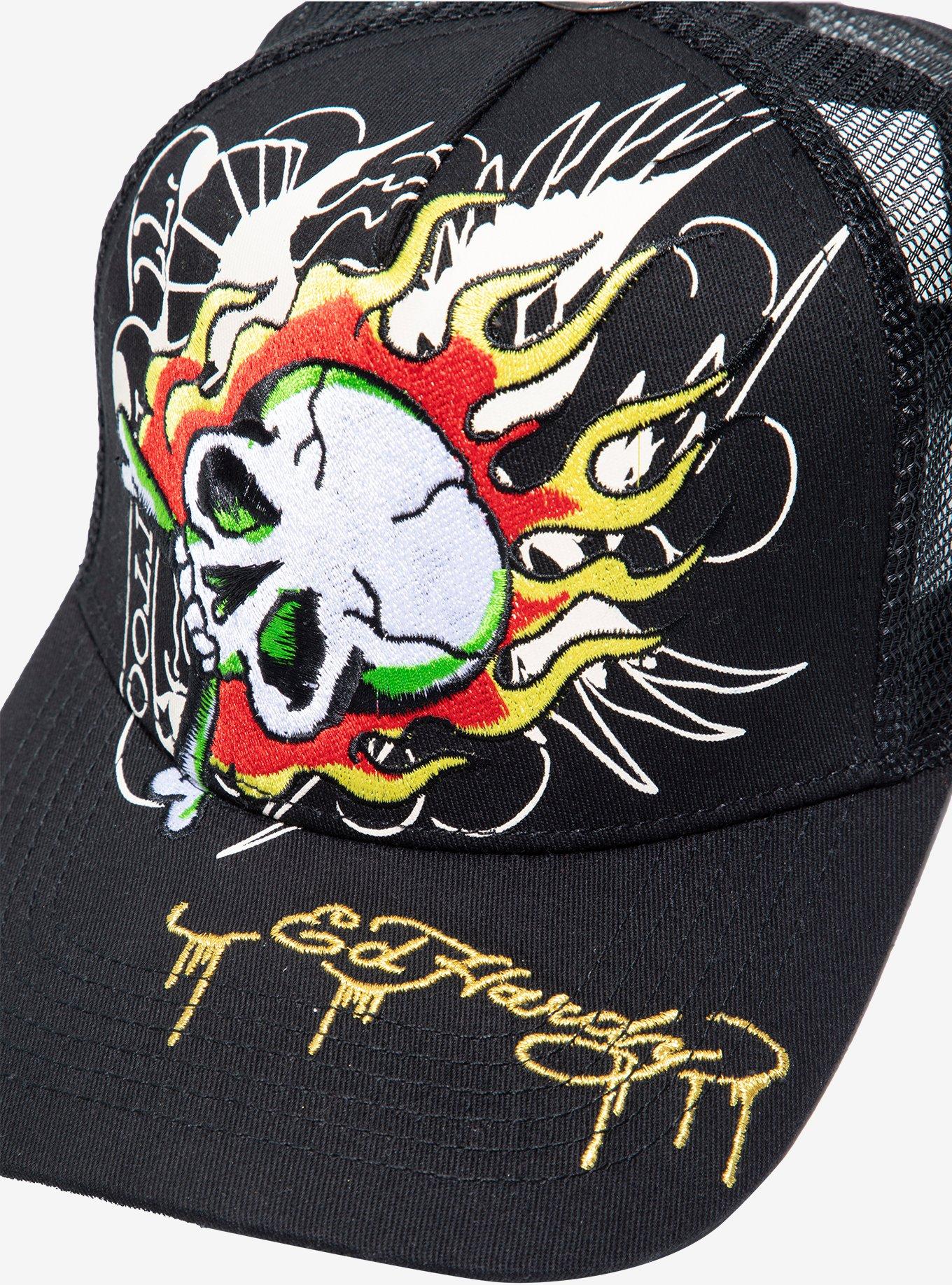 Ed Hardy Flaming Skull Trucker Hat, , alternate