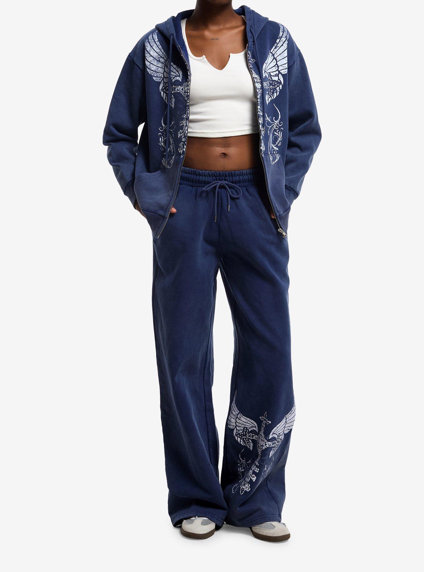 Social Collision Cross Wing Bling Girls Hoodie, MULTI, alternate - view 3