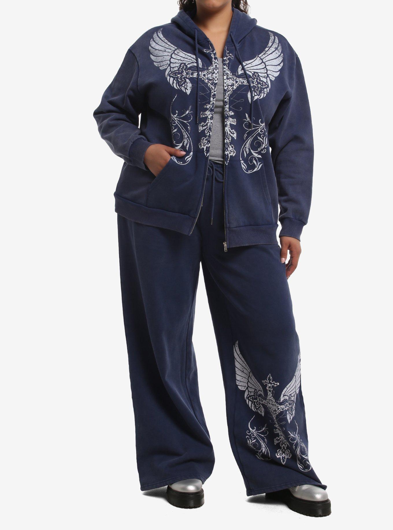 Social Collision Cross Wing Bling Girls Hoodie Plus Size, MULTI, alternate - view 3