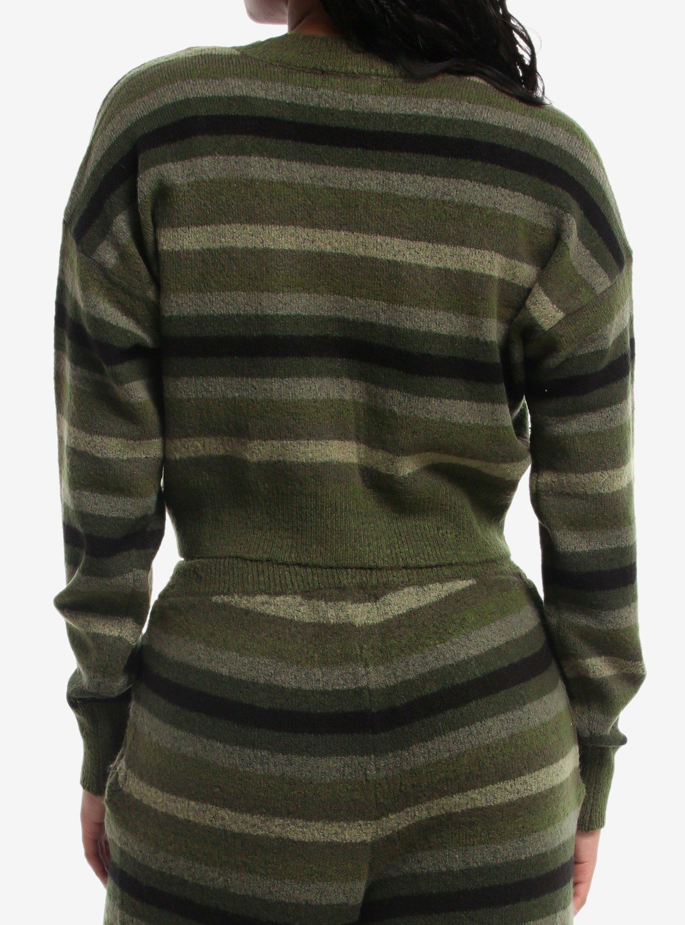 Thorn & Fable Green Stripe Frog Girls Tank & Cardigan Set, MULTI, alternate - view 3