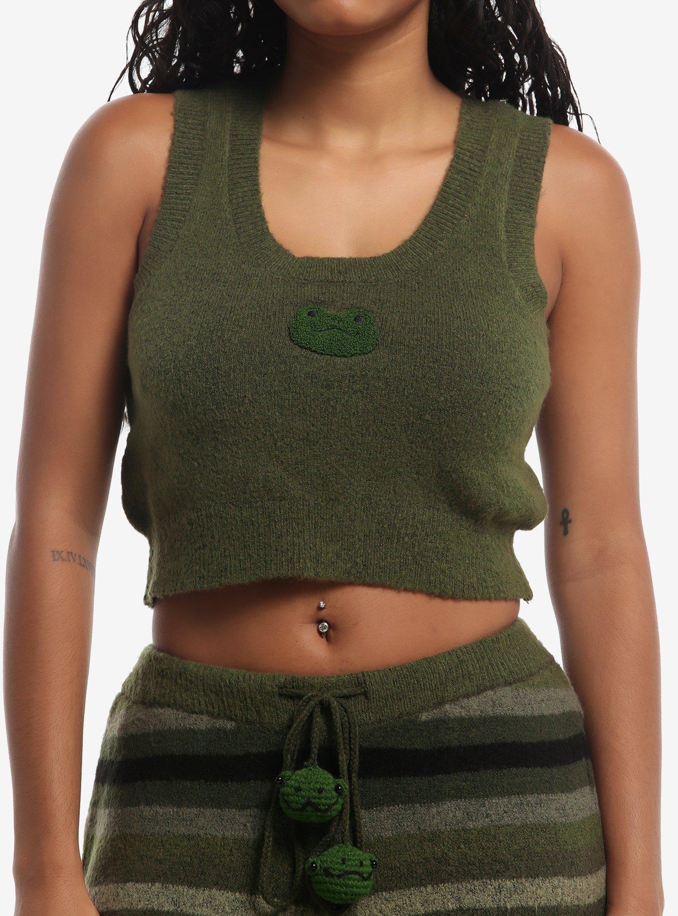 Thorn & Fable Green Stripe Frog Girls Tank & Cardigan Set, MULTI, alternate - view 4