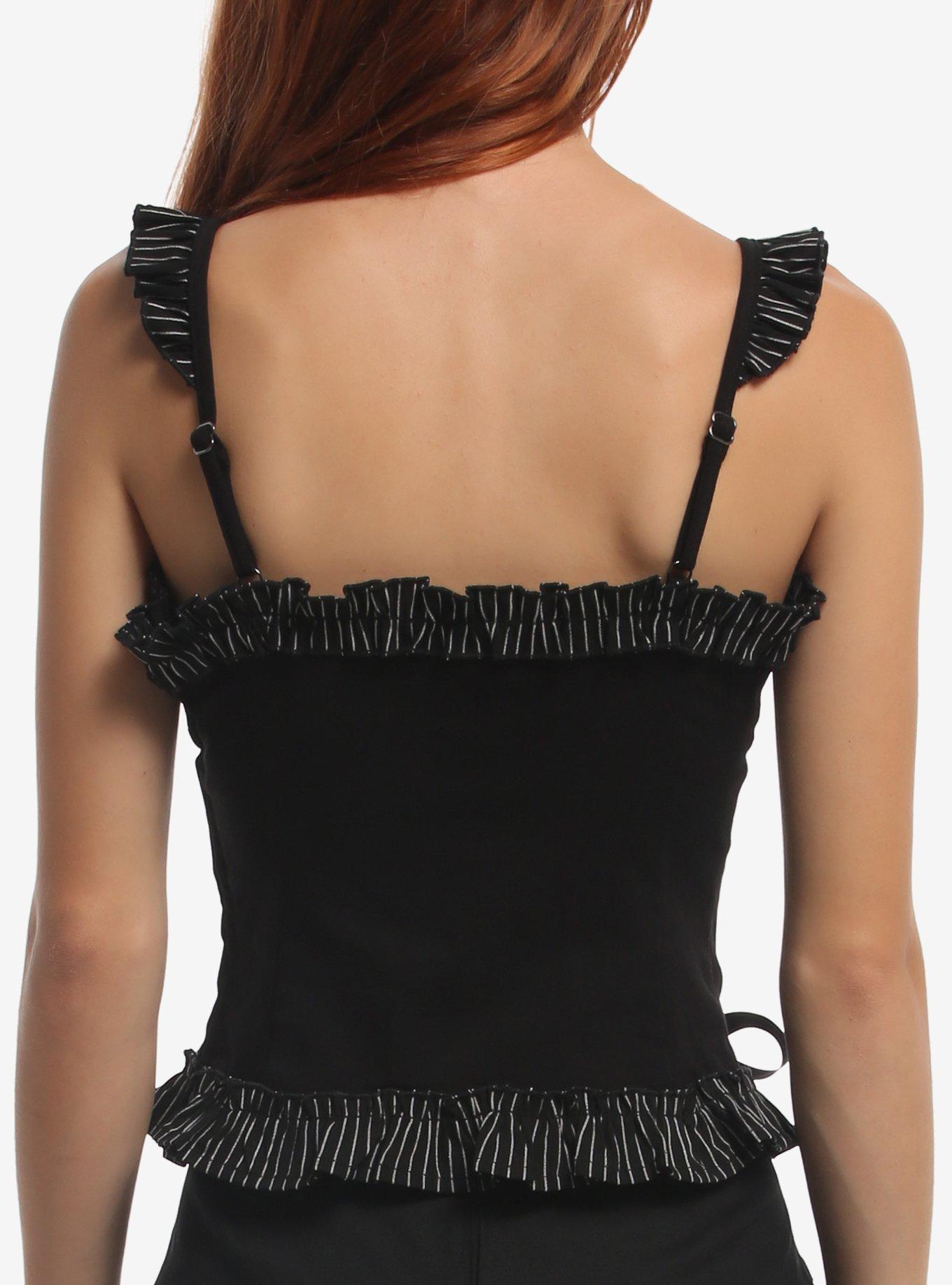 Social Collision Pinstripe Lace Ruffle Girls Tank Top, MULTI, alternate - view 3