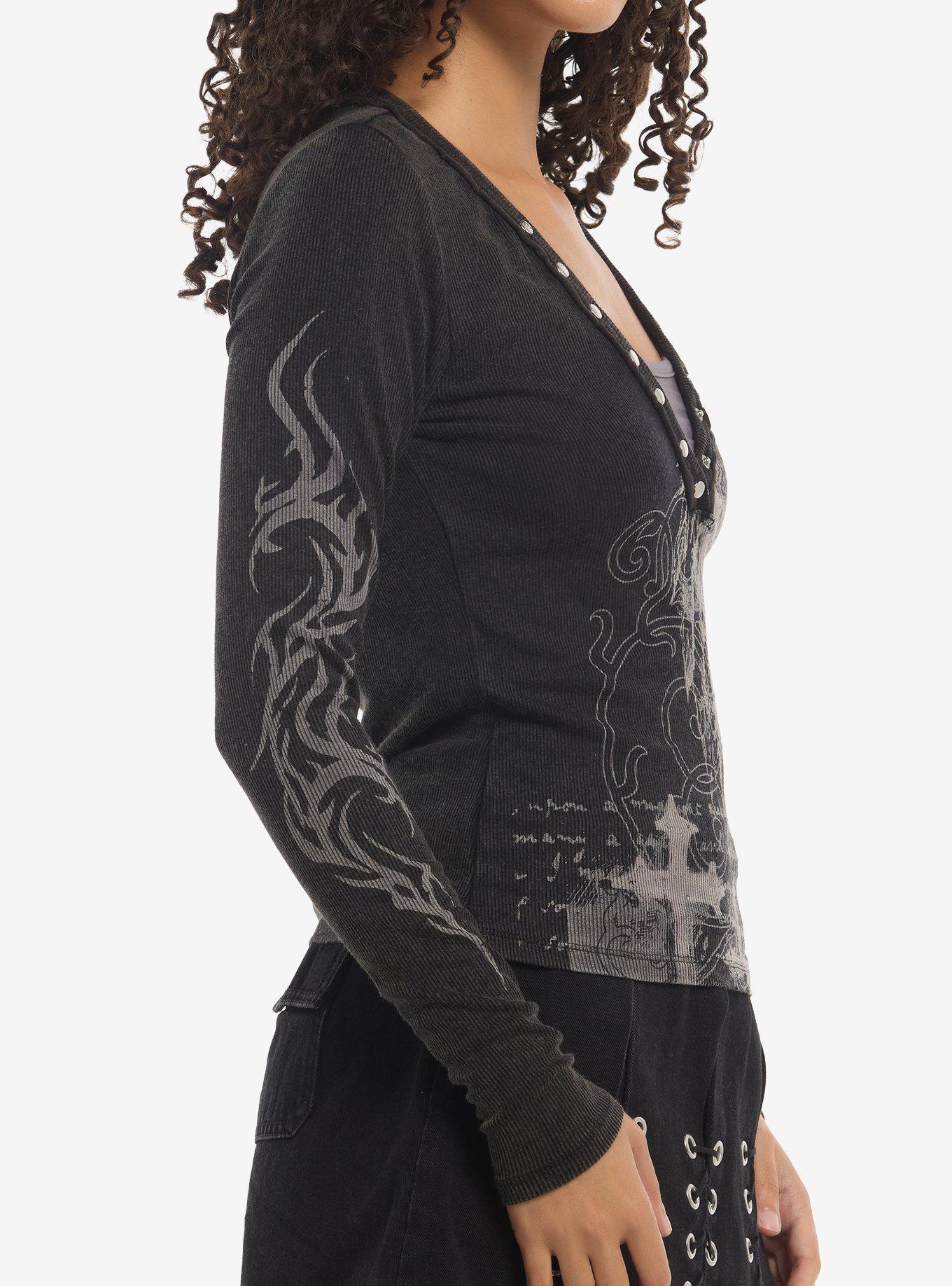 Social Collision Cross Cyber Sigil Girls Twofer Long-Sleeve Top, MULTI, alternate - view 4