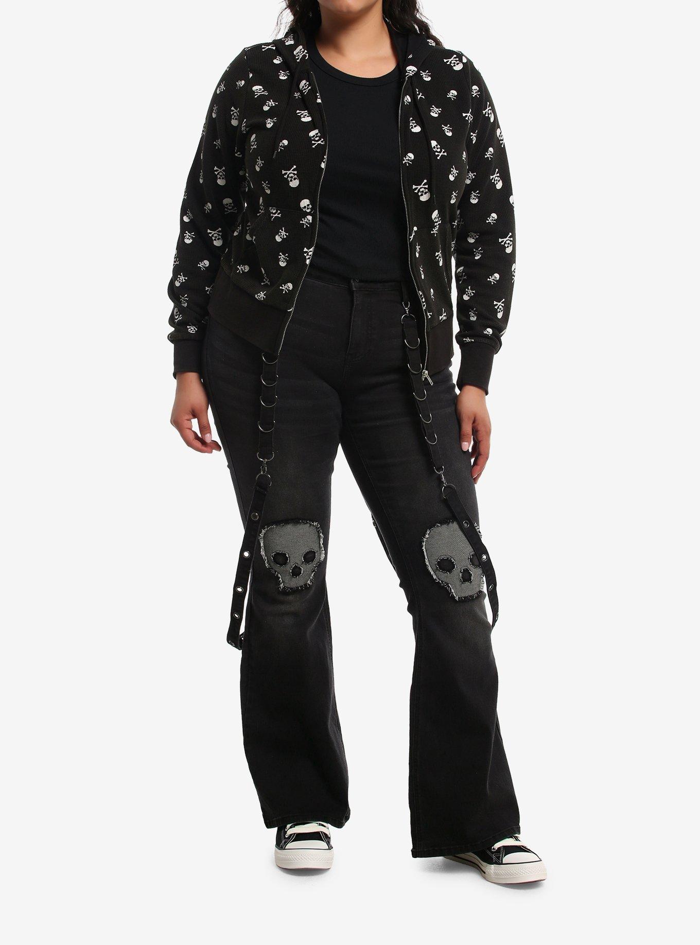 Social Collision Skull & Crossbones Girls Hoodie Plus Size, MULTI, alternate - view 3