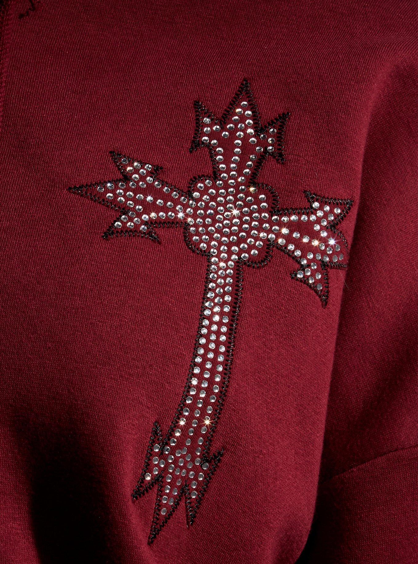 Social Collision Rhinestone Cross Wing Filigree Girls Hoodie, MULTI, alternate - view 4