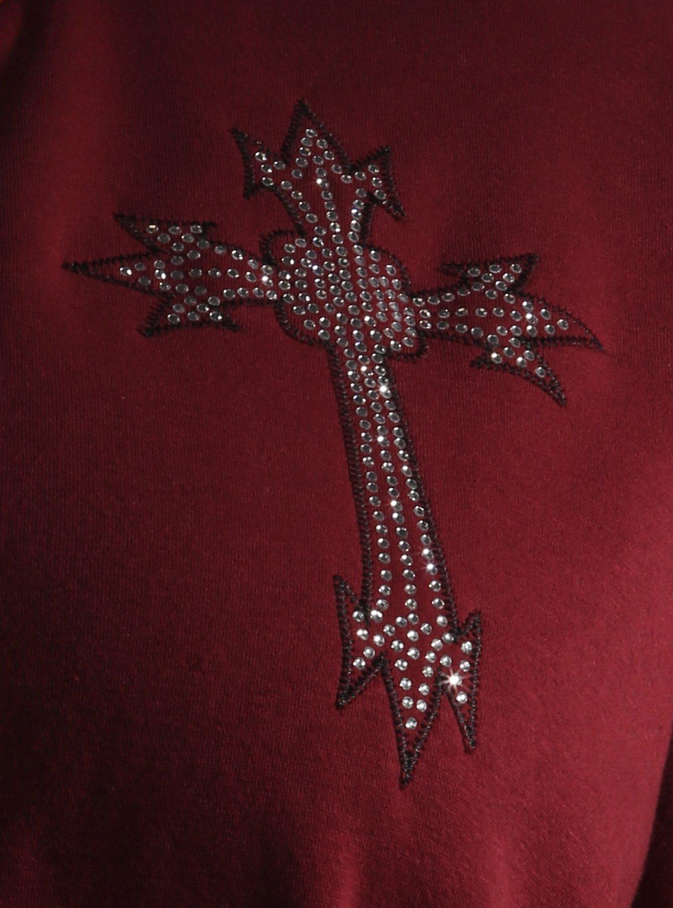 Social Collision Rhinestone Cross Wing Filigree Girls Hoodie Plus Size, MULTI, alternate - view 4