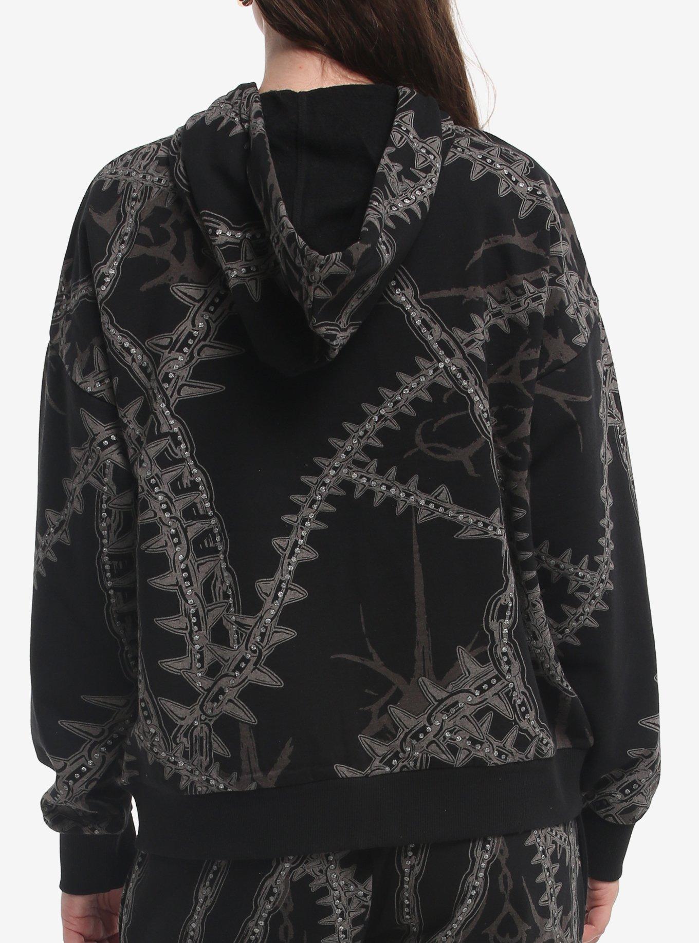 Social Collision Rhinestone Chain Girls Hoodie, MULTI, alternate - view 3