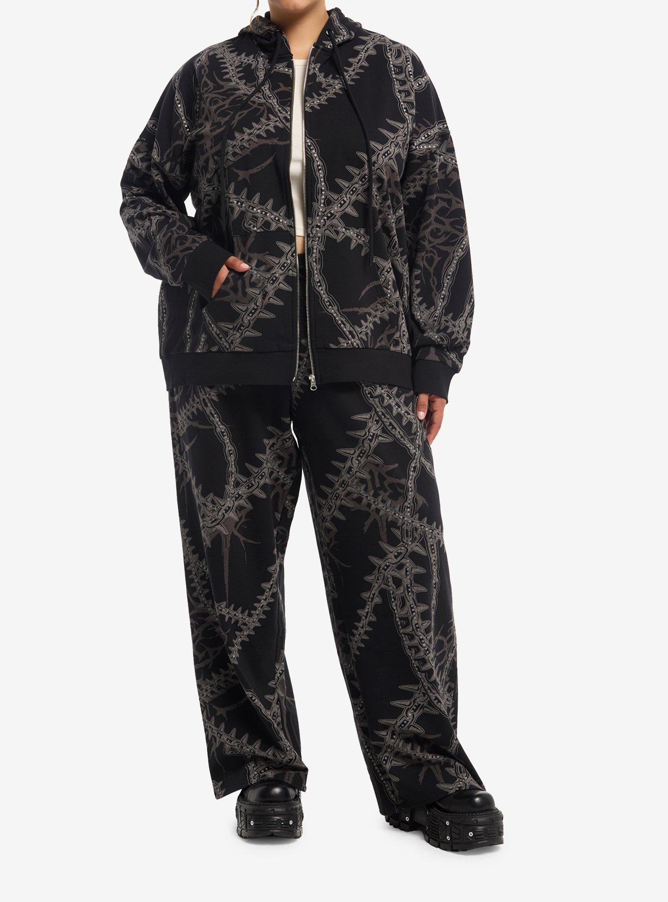 Social Collision Rhinestone Chain Girls Hoodie Plus Size, MULTI, alternate - view 3