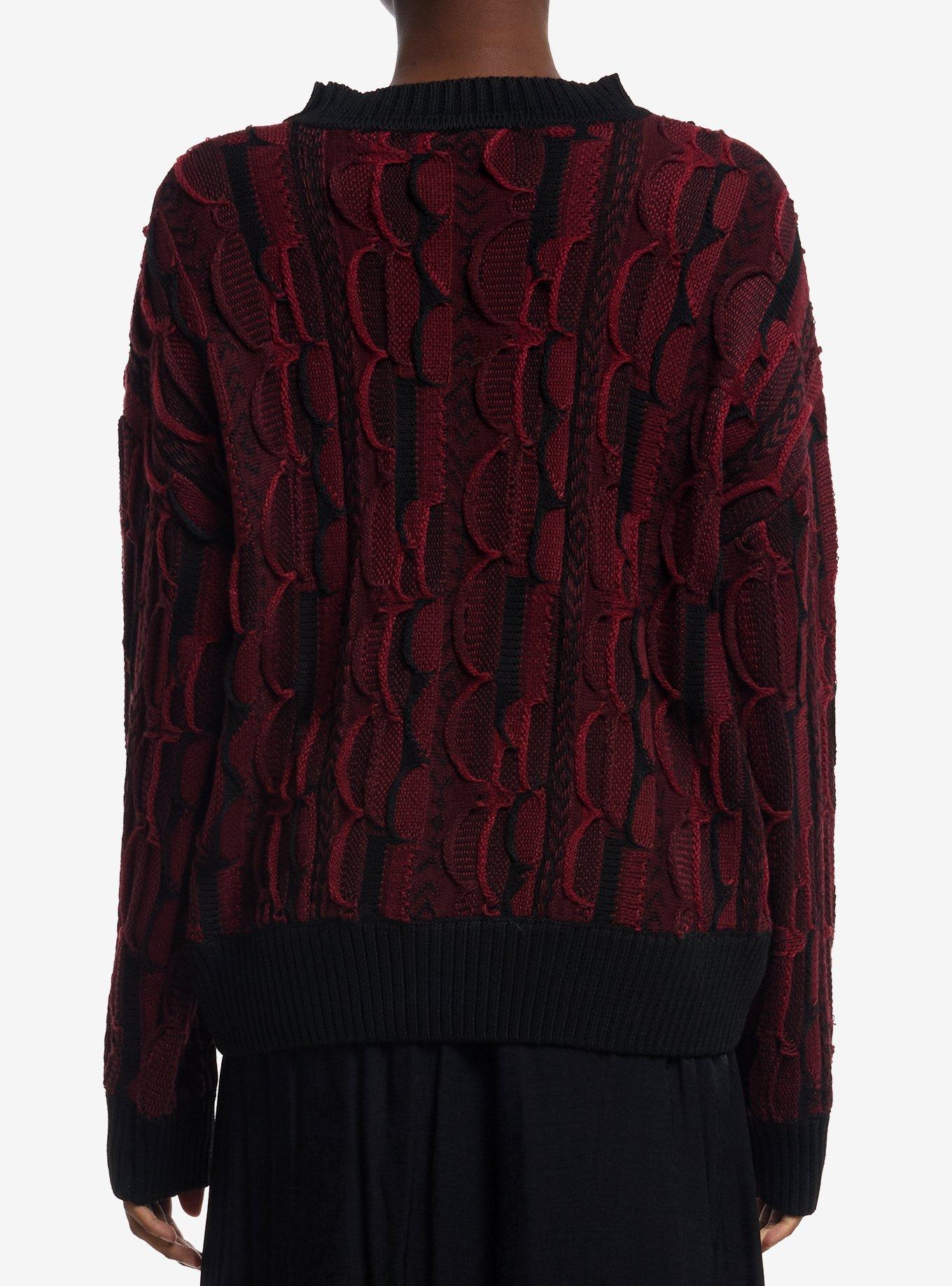 Red & Black Destructed Girls Knit Sweater, MULTI, alternate - view 3