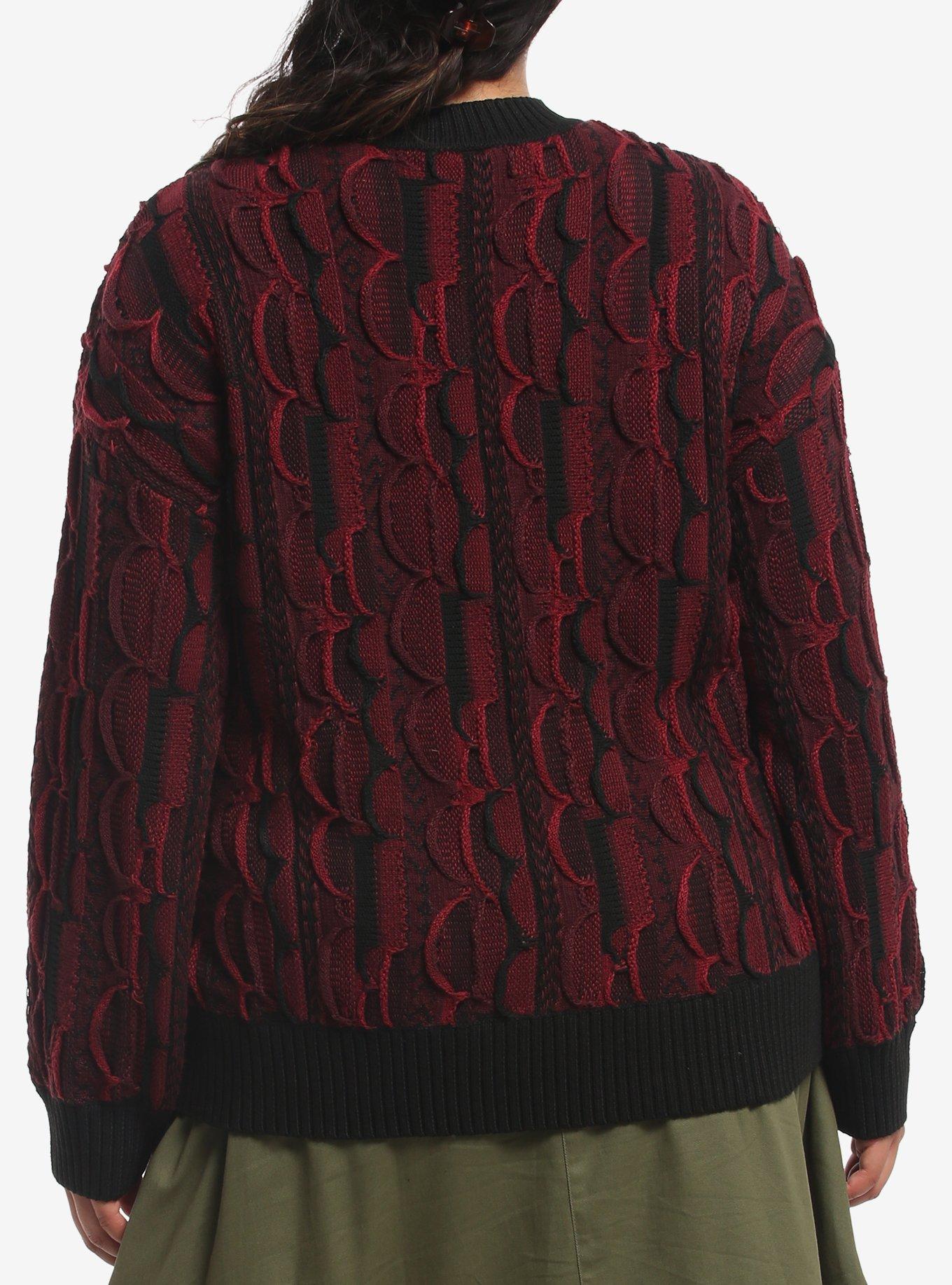 Red & Black Destructed Girls Knit Sweater Plus Size, MULTI, alternate - view 3