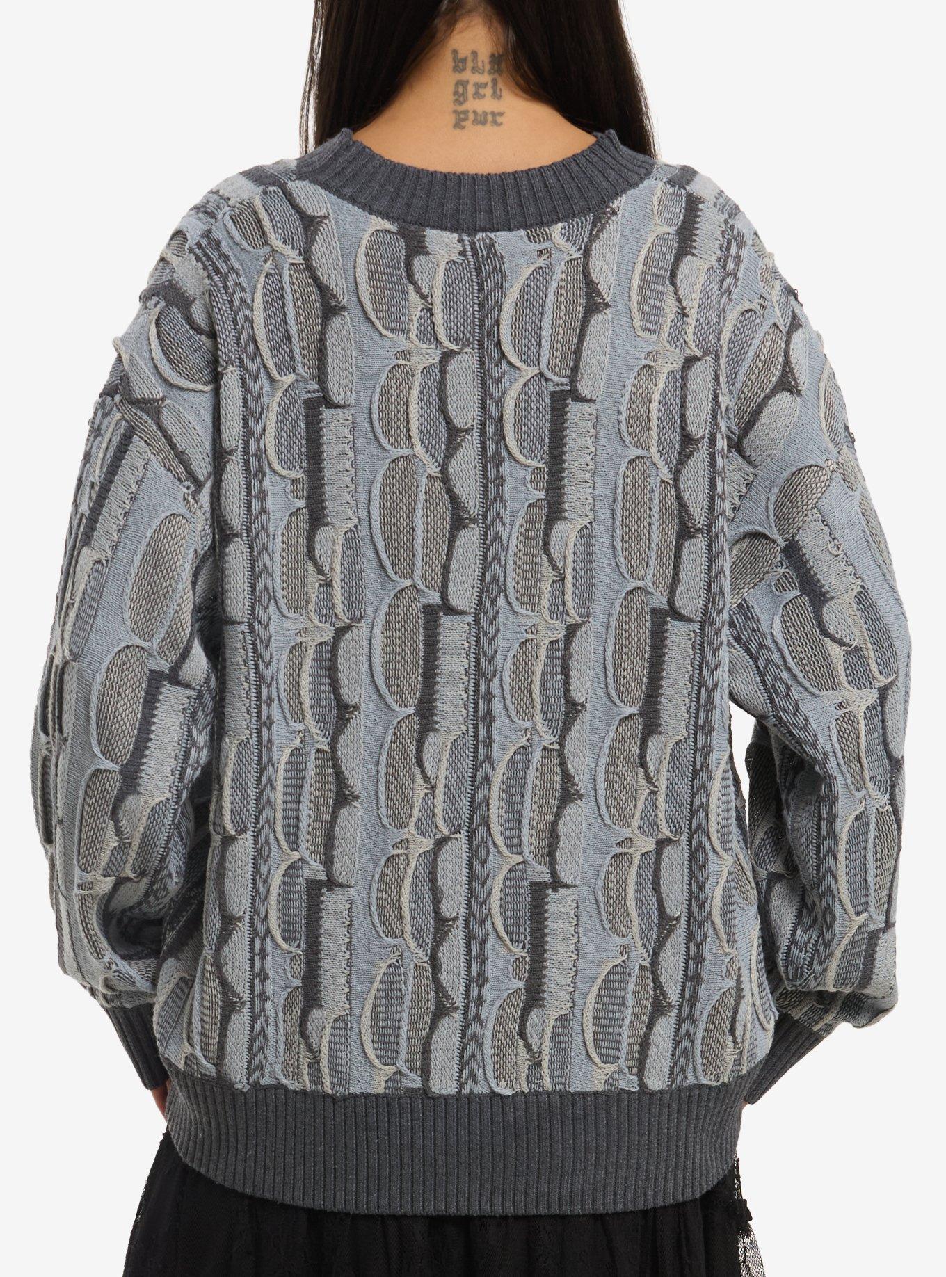 Grey Destructed Knit Girls Cardigan, MULTI, alternate - view 3