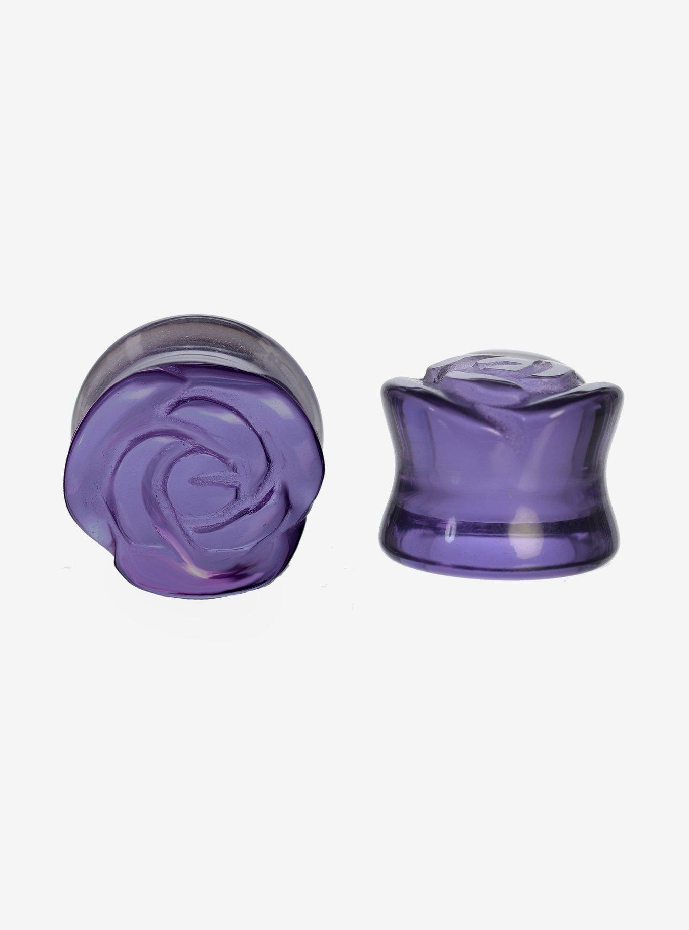 Glass Purple Rose Flare Plug 2 Pack, , hi-res