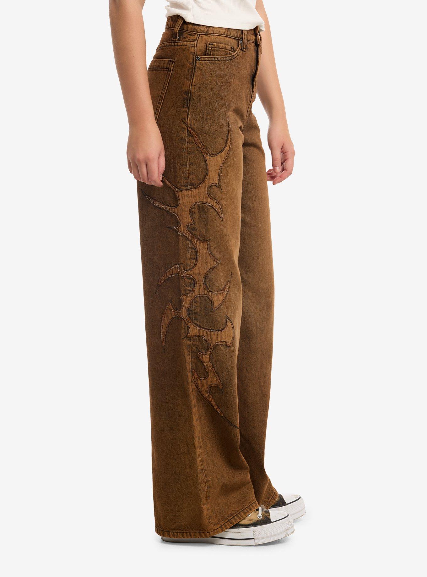 Burnt Orange Cyber Sigil Wide Leg Jeans, MULTI, alternate - view 3