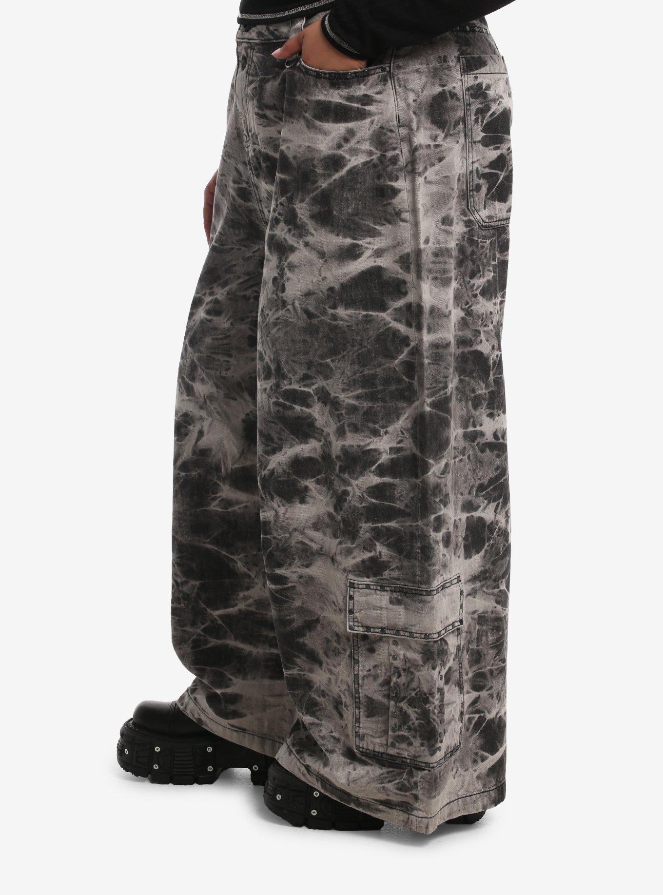 Social Collision Grey Wash Cross Filigree Cargo Jeans Plus Size, MULTI, alternate - view 3