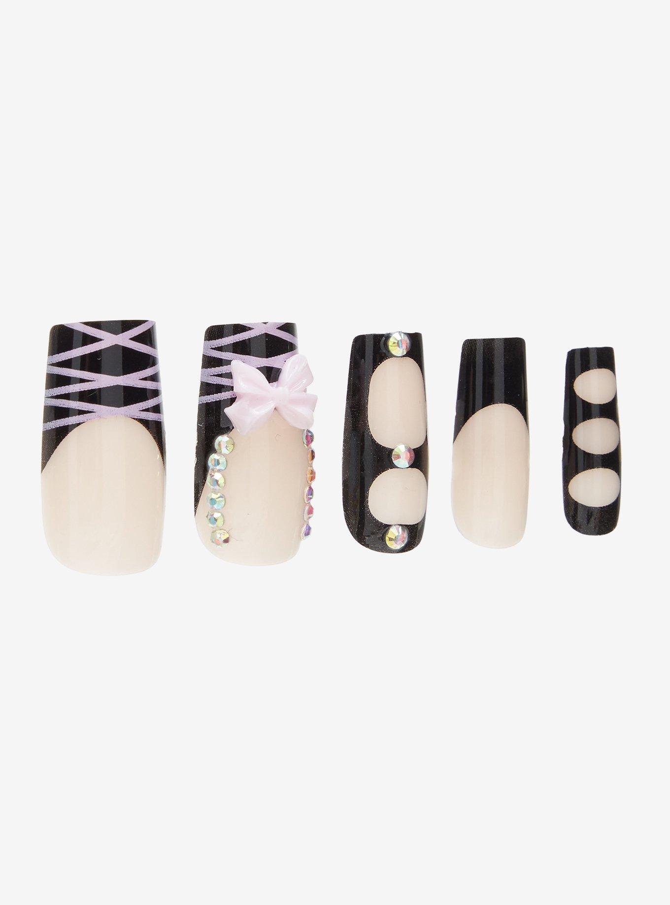 Blackheart Pink & Black Lolita Press-On Nail Set, , alternate - view 3