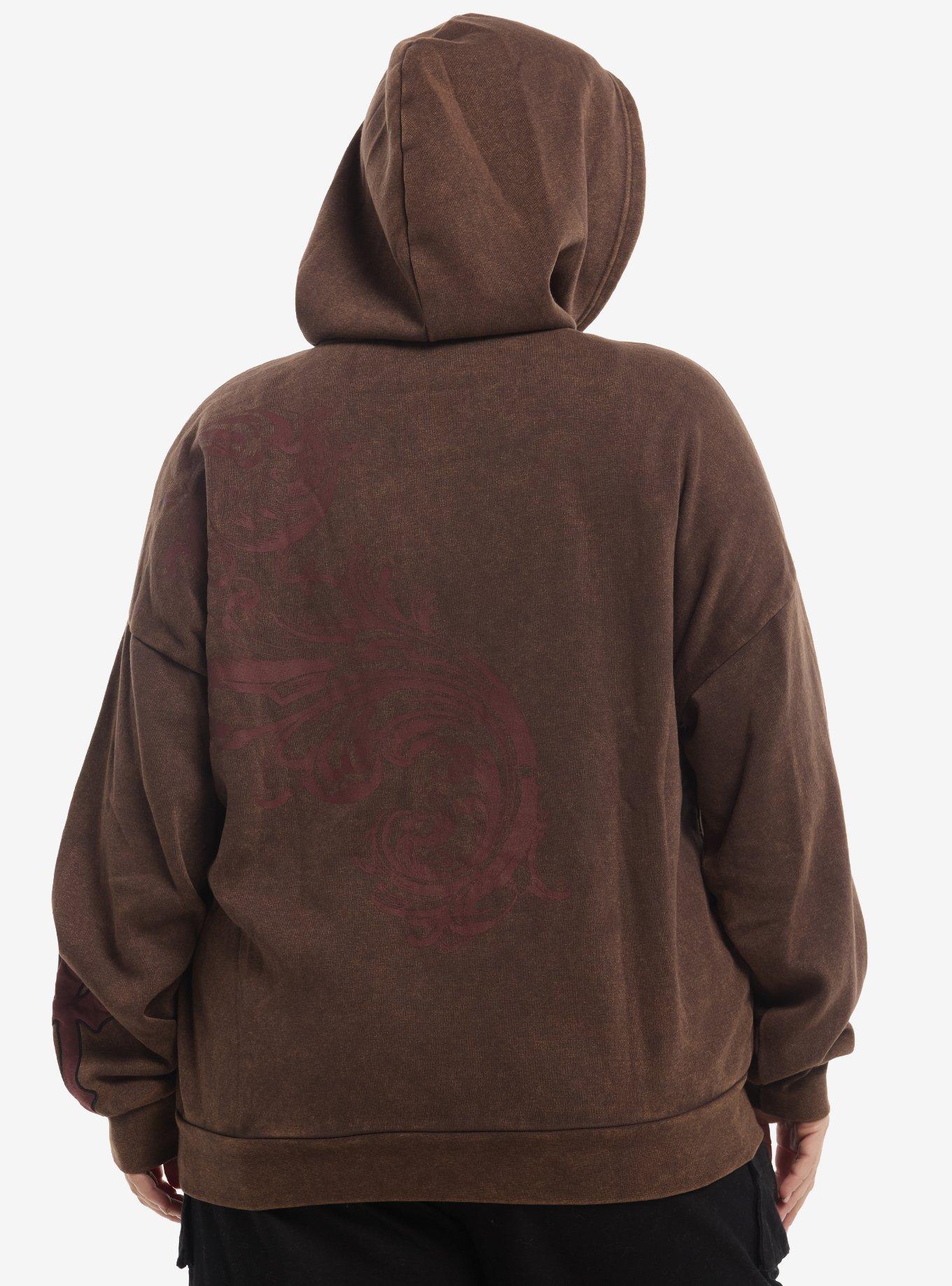 Social Collision Brown Filigree Cross Wing Girls Hoodie Plus Size, MULTI, alternate - view 2