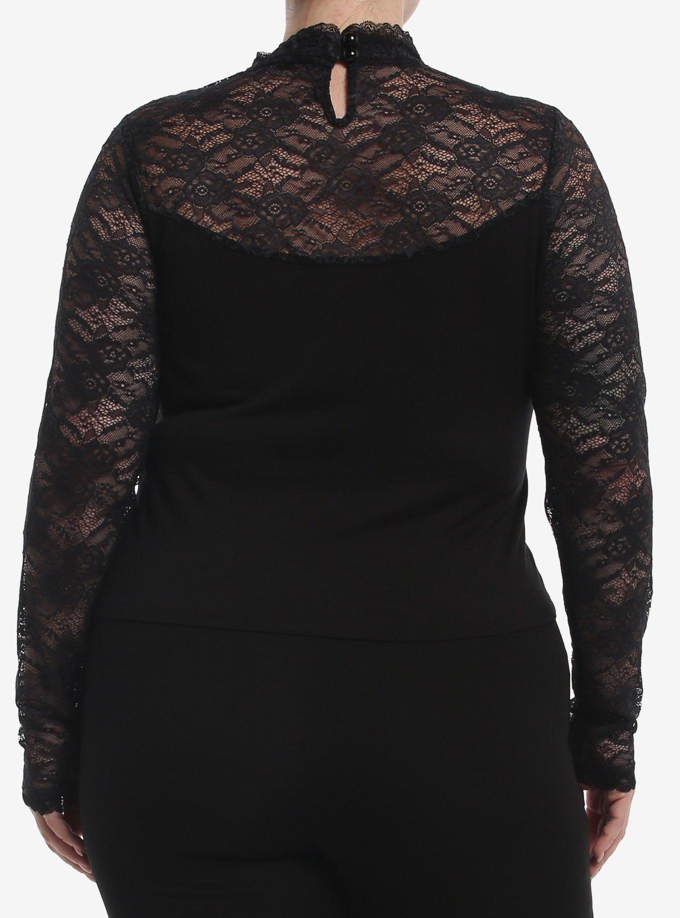 Cosmic Aura Black Cutout Lace Girls Long-Sleeve Top Plus Size, MULTI, alternate - view 3
