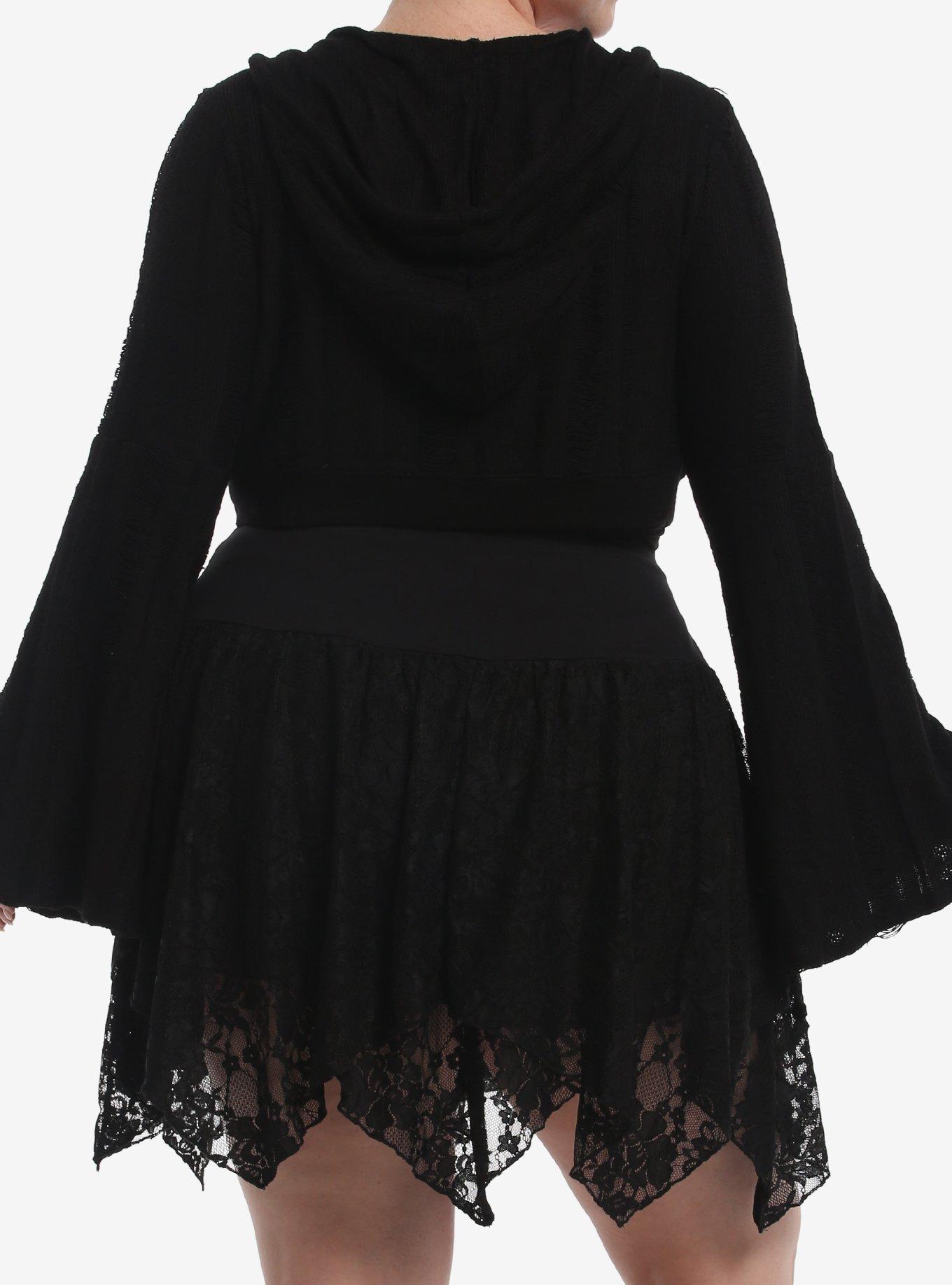 Cosmic Aura Bell-Sleeve Hooded Girls Knit Shrug Plus Size, MULTI, alternate - view 3