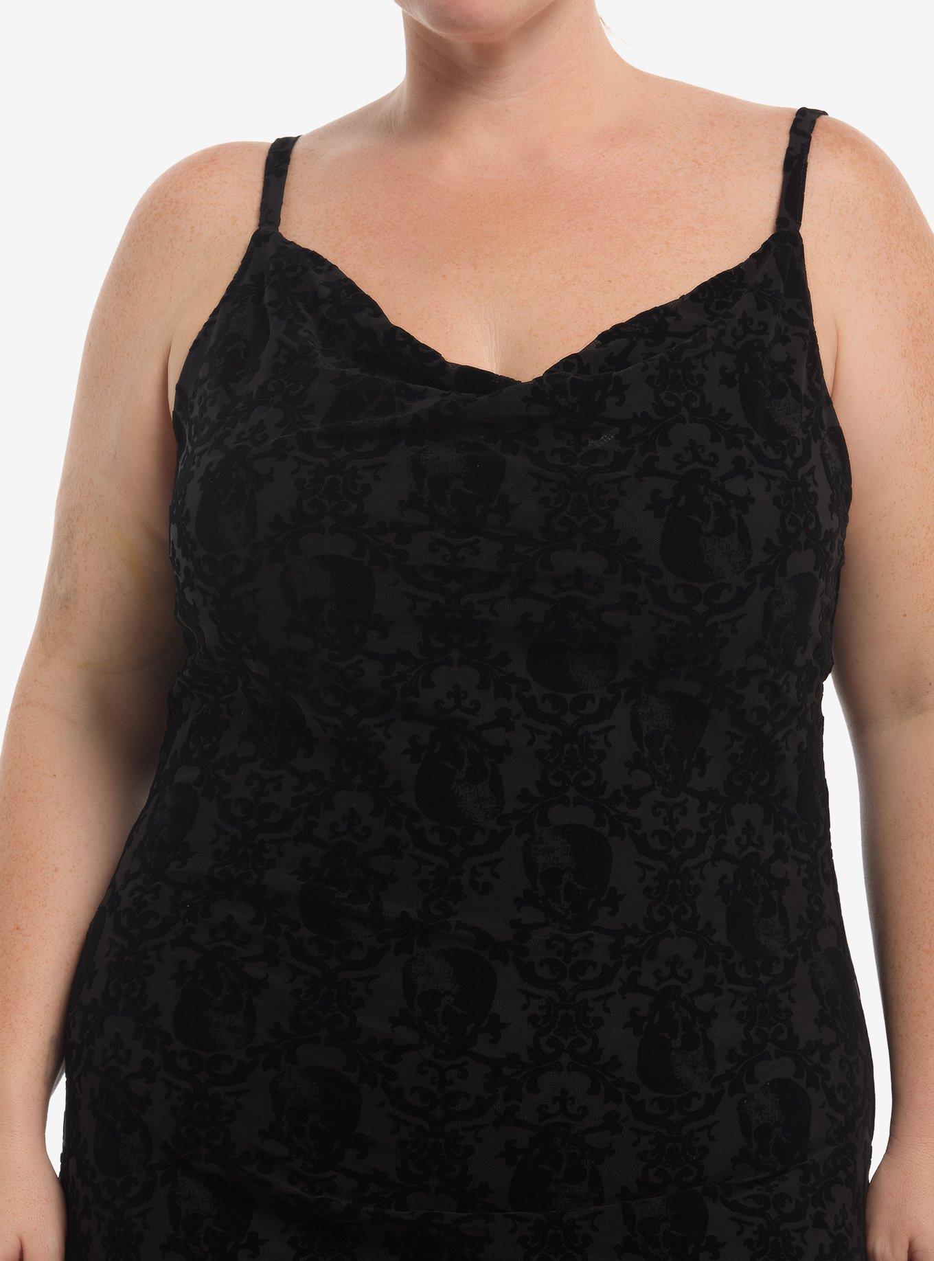 Social Collision Skull Floral Velvet Sharkbite Maxi Dress Plus Size, MULTI, alternate - view 3