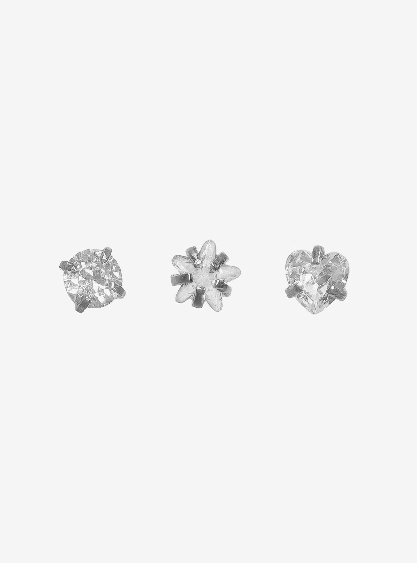 Steel Clear CZ Nose Stud 3 Pack, , hi-res