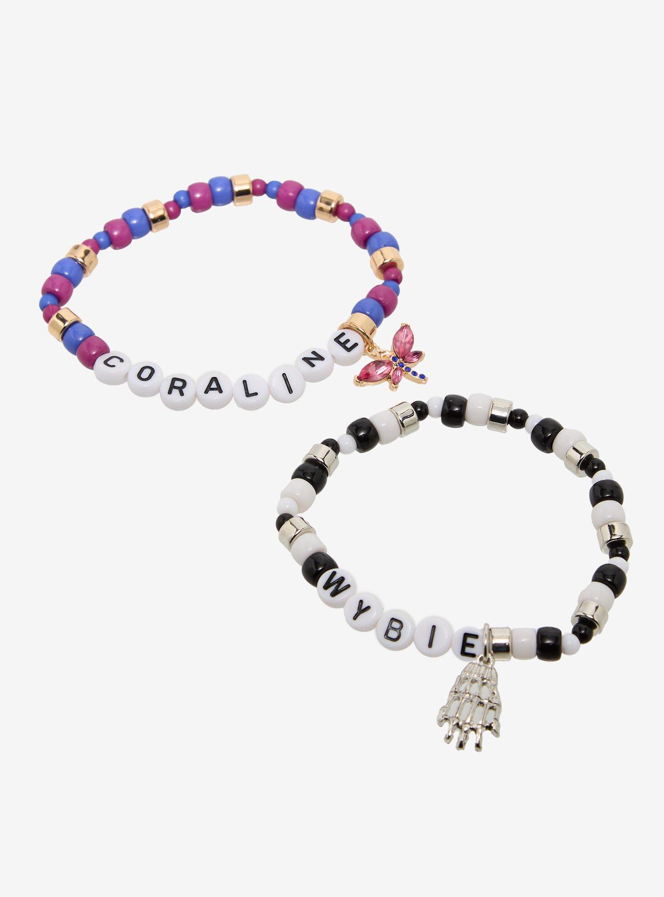 Coraline Wybie & Coraline Beaded Friendship Bracelet Set - BoxLunch Exclusive, , hi-res