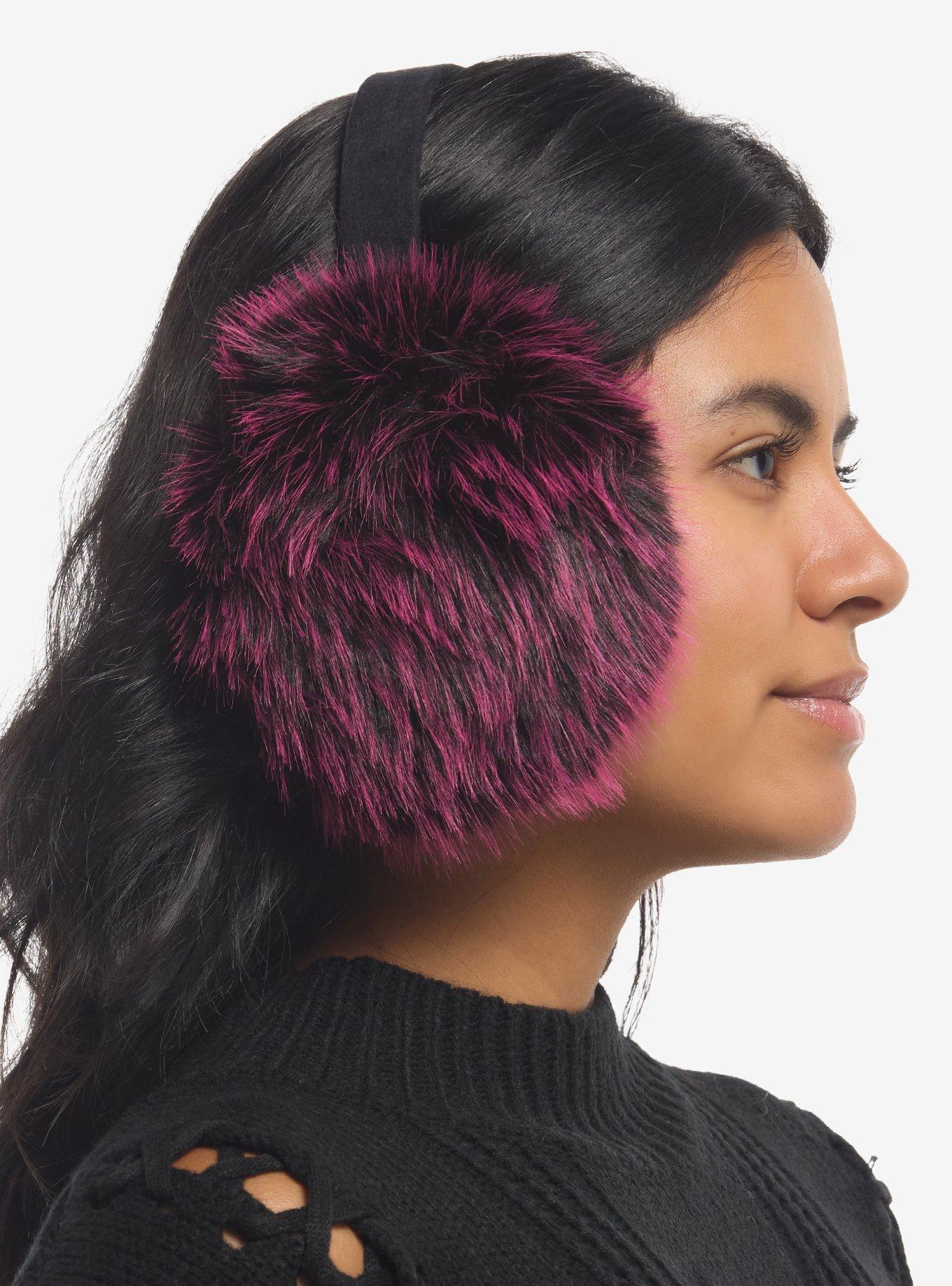 Pink & Black Furry Earmuffs, , alternate - view 2